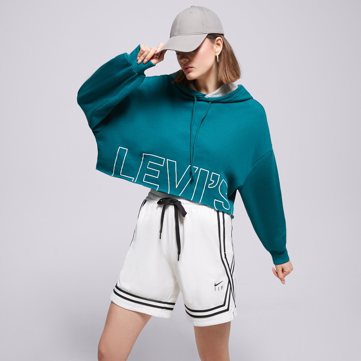 dámská mikina LEVI'S MIKINA S KAPUCÍ GRAPHIC CROP PRISM T3 A08890031 MODRÁ