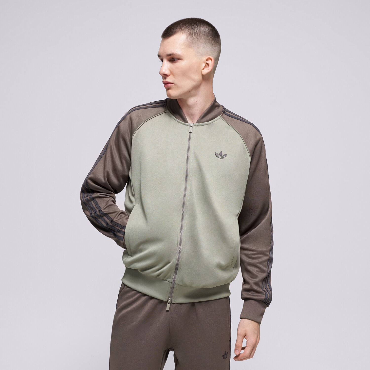 pánská mikina ADIDAS MIKINA ROZEPÍNACÍ SST TT KT5037 KHAKI