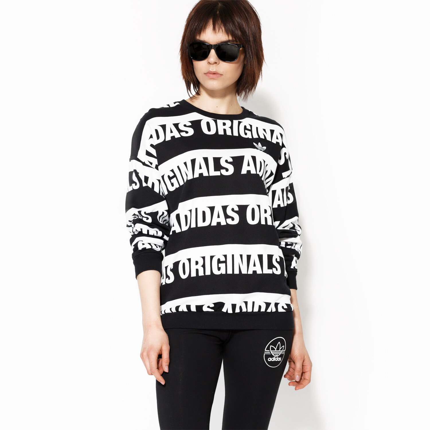 dámská mikina ADIDAS MIKINA TREFOIL SWEATER BJ8297 ČERNÁ