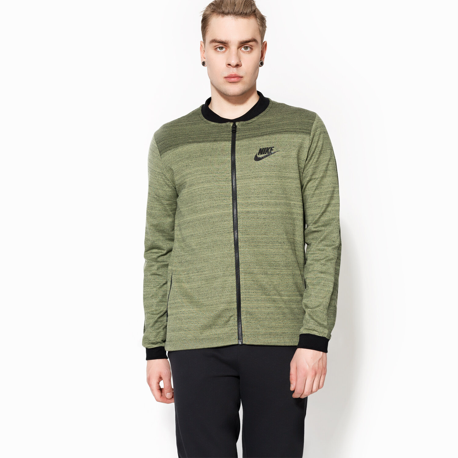 pánská mikina NIKE MIKINA NSW AV15 JKT KNIT 837008387 ZELENÁ