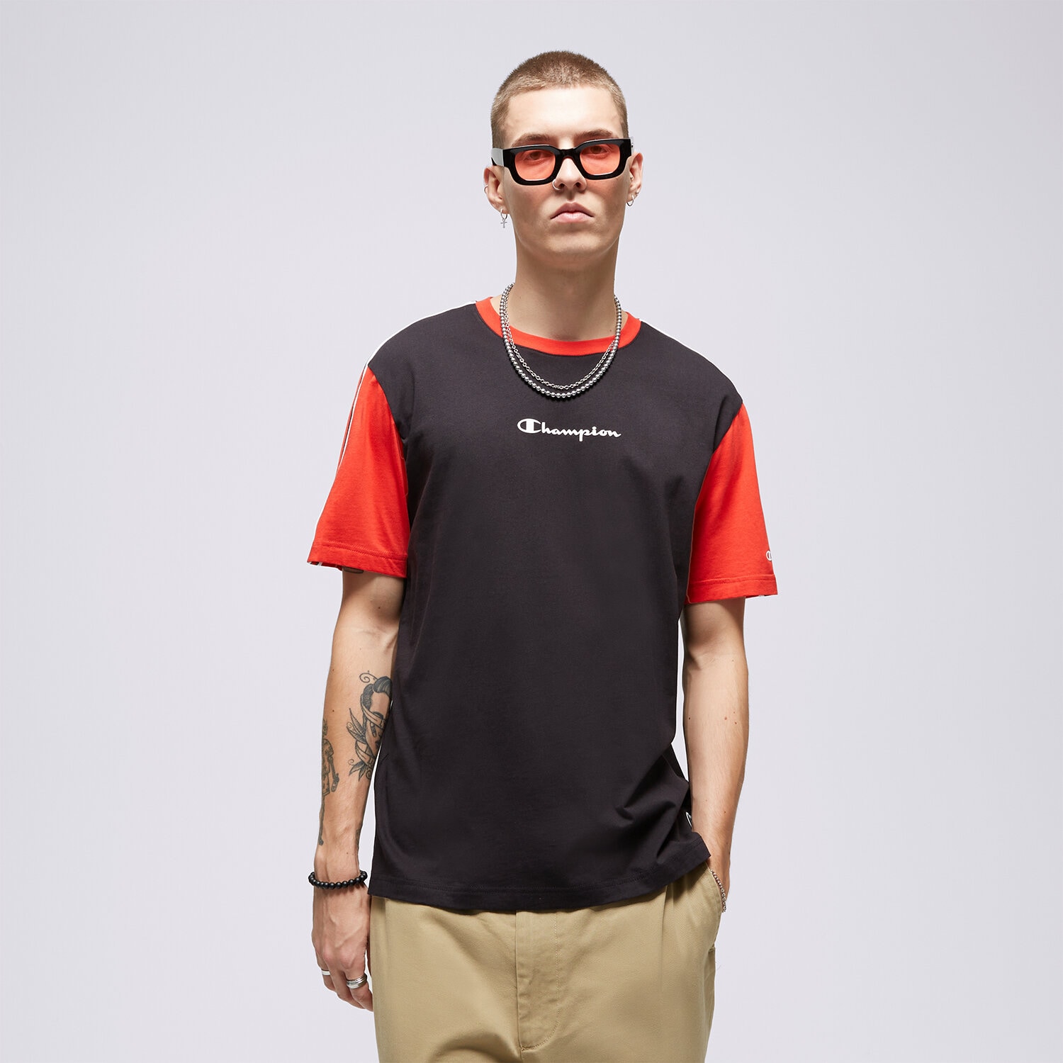 pánské tričko CHAMPION TRIČKO CREWNECK TRIČKO 218768KK001 ČERNÁ