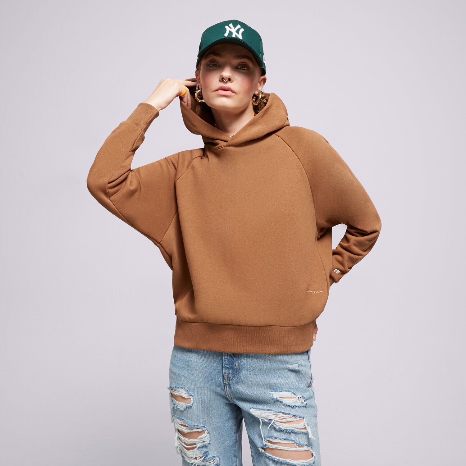 dámská mikina CHAMPION MIKINA S KAPUCÍ HOODED SWEATSHIRT 116215MS519 HNĚDÁ