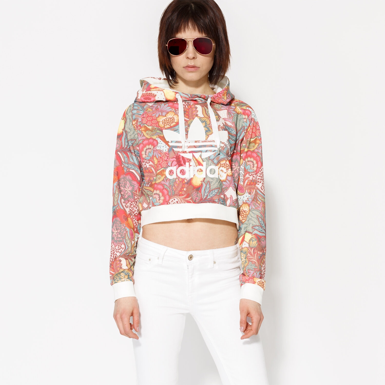 dámská mikina ADIDAS MIKINA F CROP HOODIE BJ8407 VÍCEBAREVNÁ