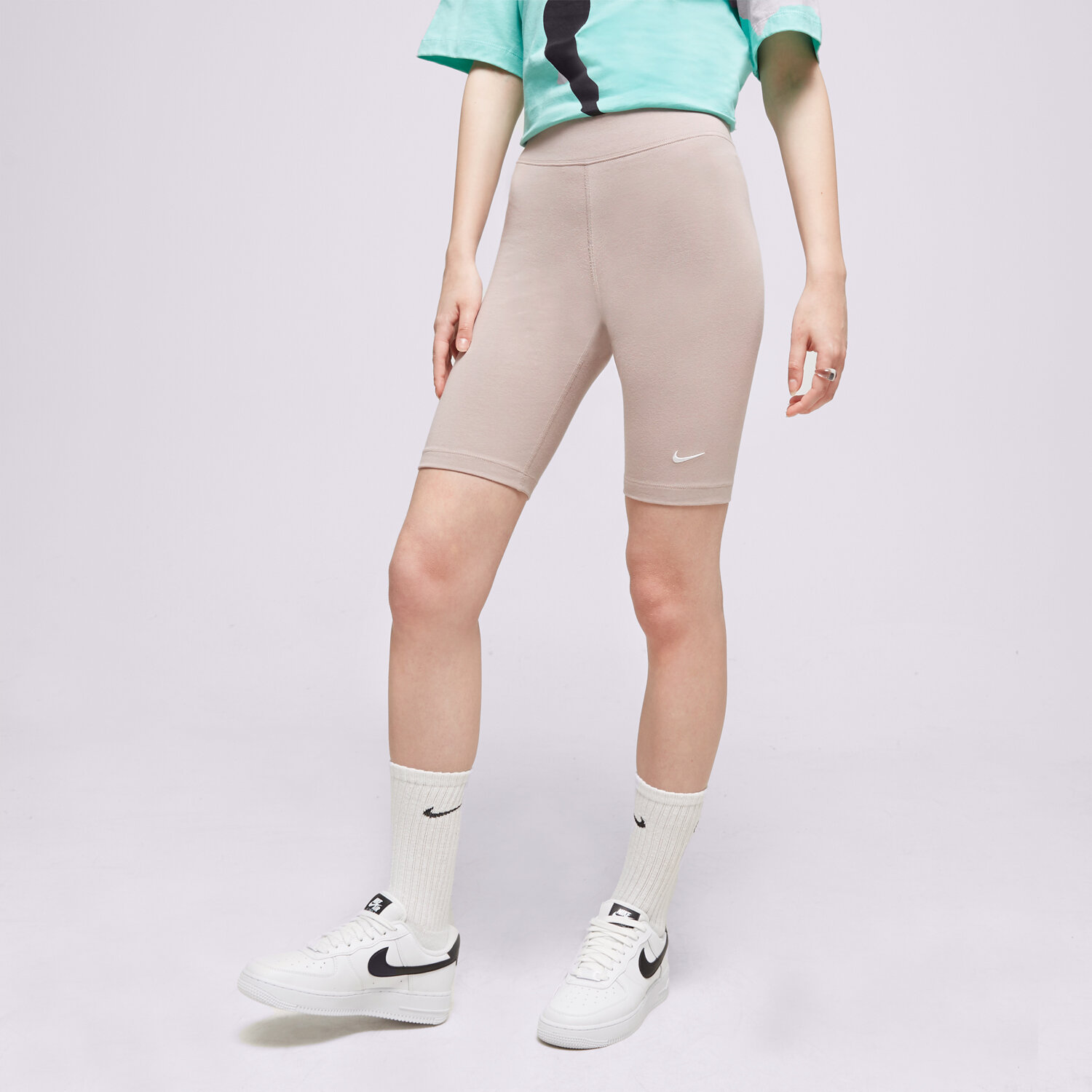 dámské kraťasy NIKE ŠORTKY  W NSW ESSNTL MR BIKER CZ8526-272 BÉŽOVÁ