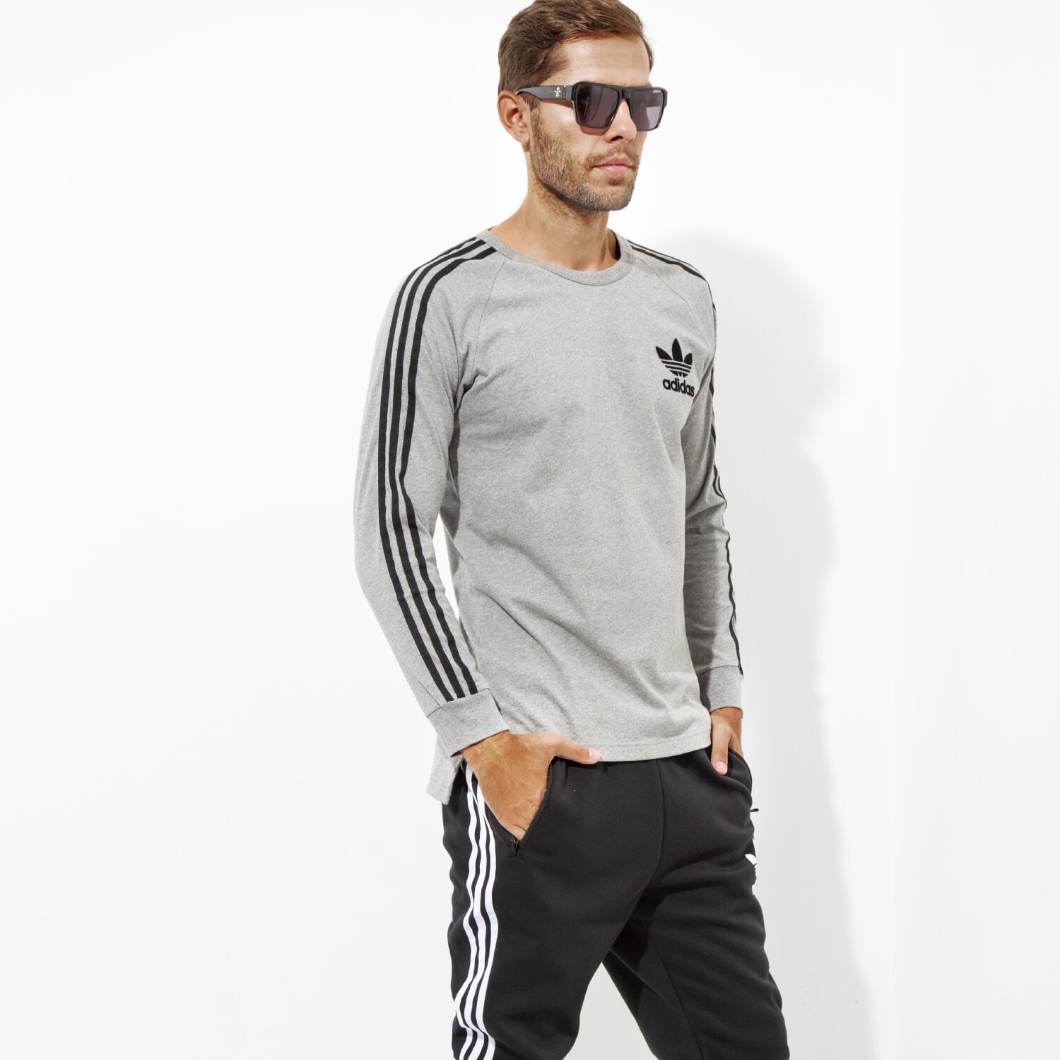 pánská mikina ADIDAS MIKINA ADC FASHION LS B10713 ŠEDÁ