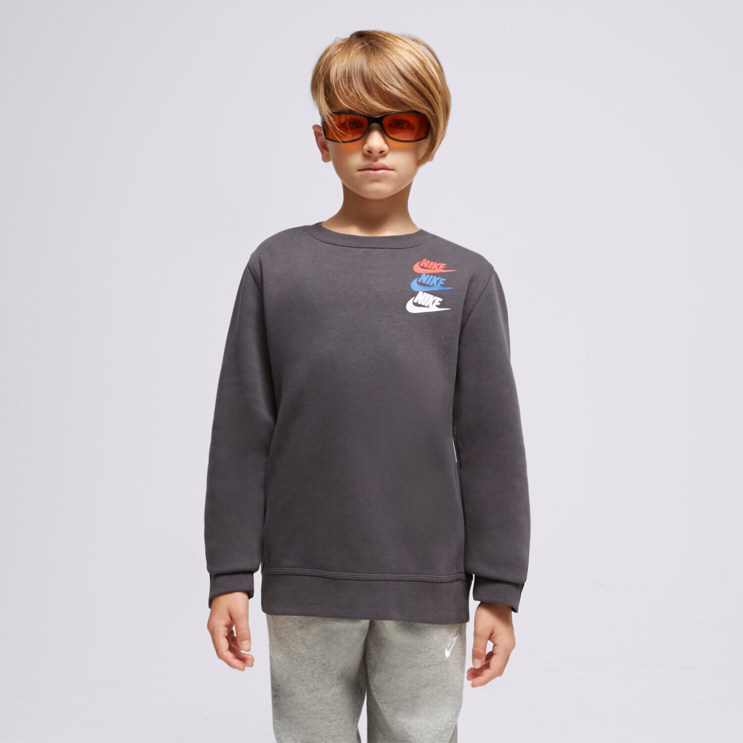 dětská mikina NIKE MIKINA B NSW SI FLC CREW BB BOY FD1199-070 ČERNÁ