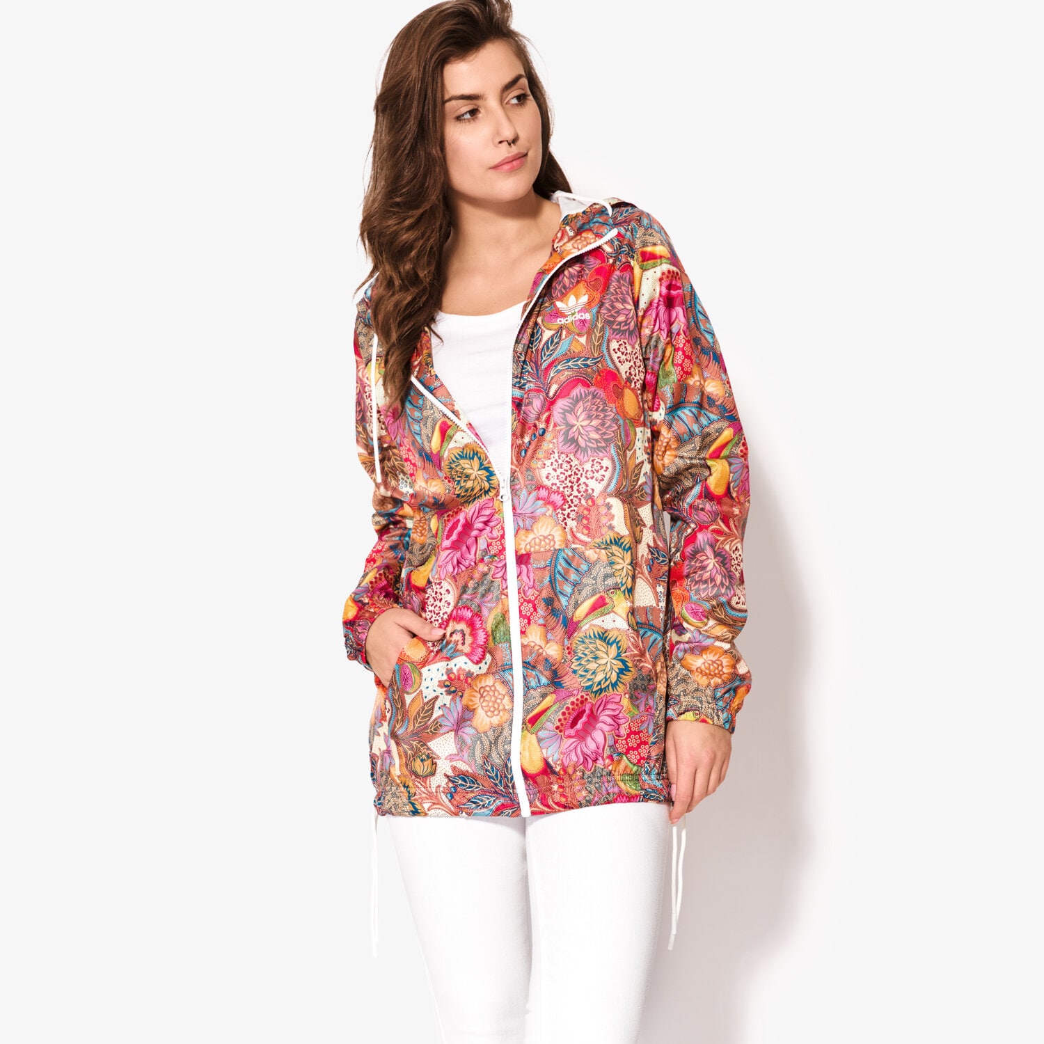Přechodná bunda dámská (podzimní, jarní) ADIDAS BUNDA FUGIPRABALI WB BJ9037 VÍCEBAREVNÁ