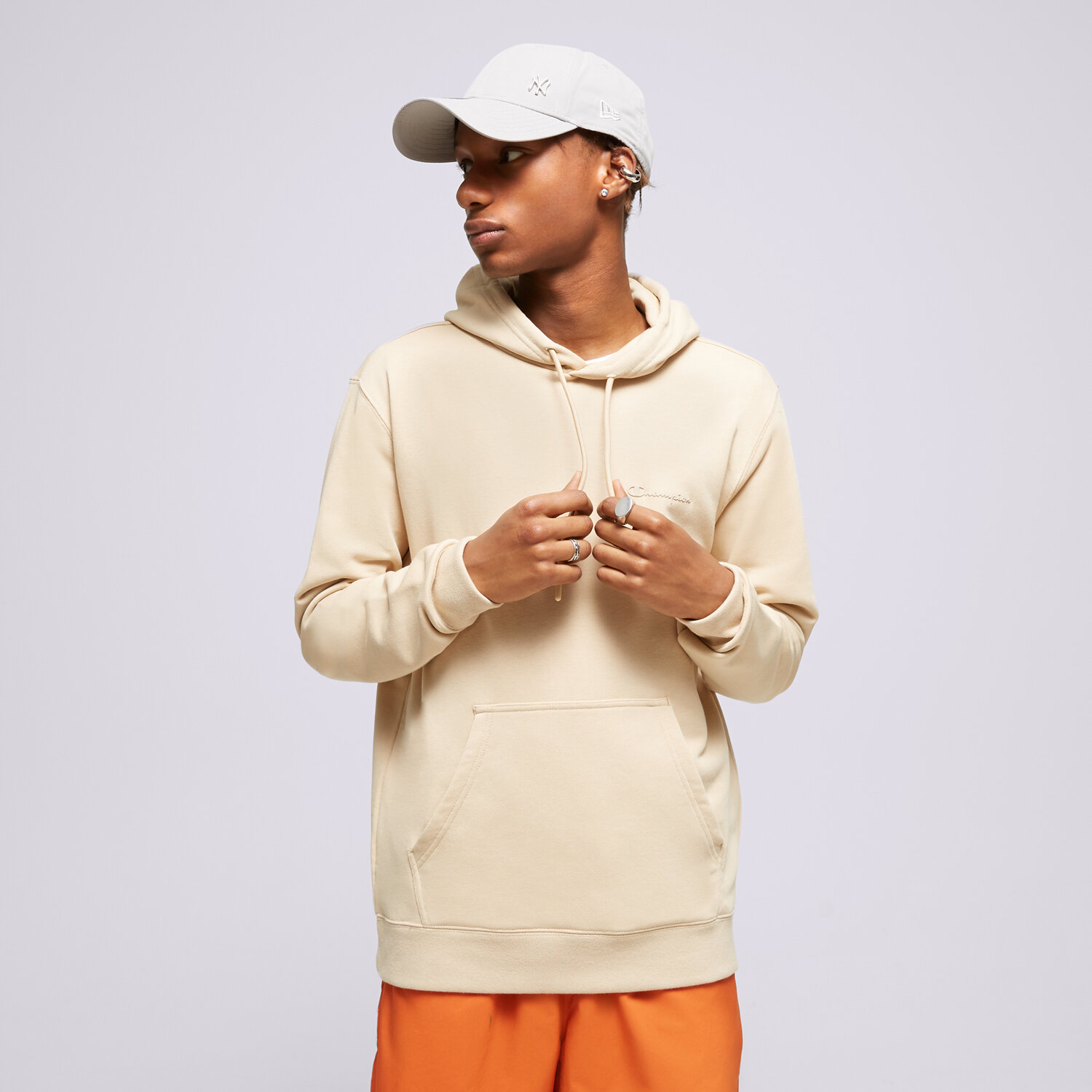 pánská mikina CHAMPION MIKINA S KAPUCÍ HOODED SWEATSHIRT 218535MS073 BÉŽOVÁ