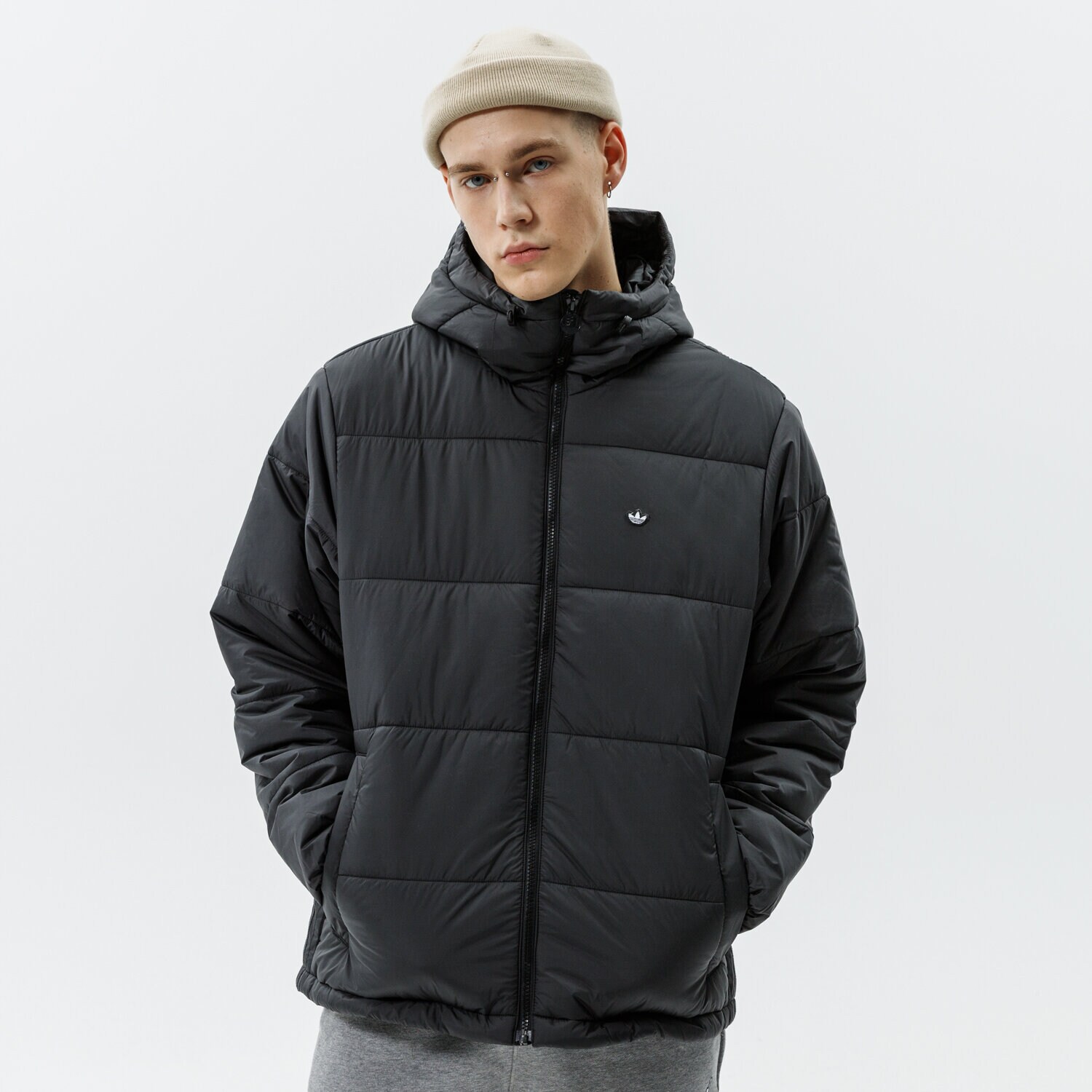 pánská zimní bunda ADIDAS BUNDA PAD HOODED PUFF H13555 ČERNÁ