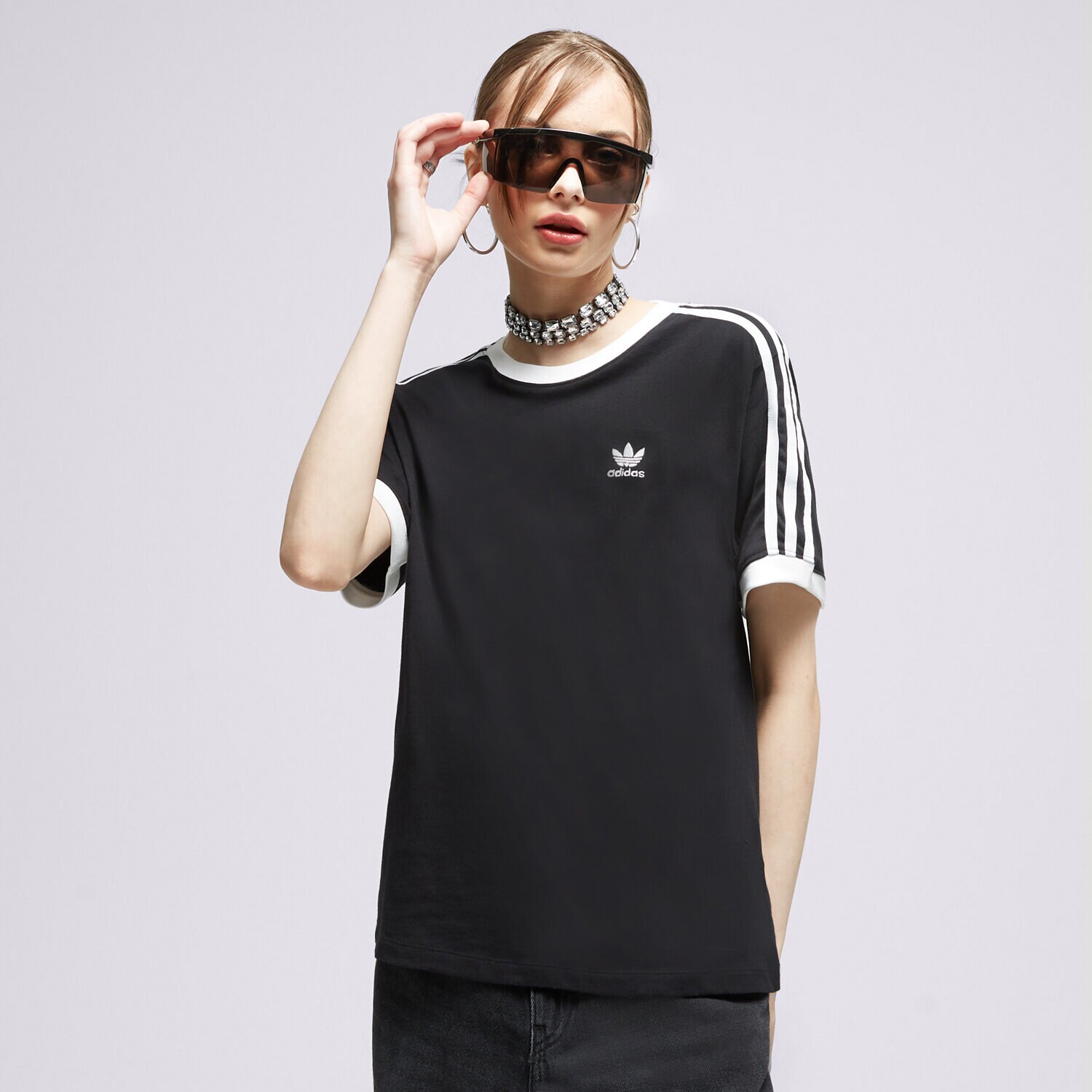 dámské tričko ADIDAS TRIČKO 3 STRIPES TEE IK4049 ČERNÁ