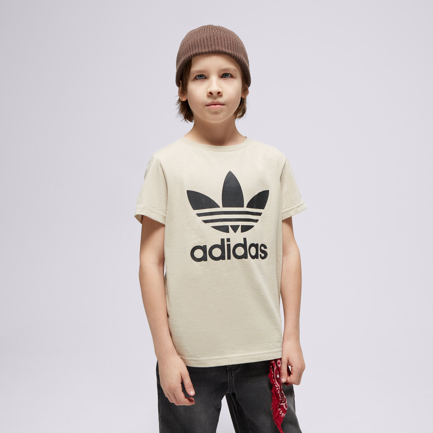 dětské tričko ADIDAS TRIČKO TREFOIL TEE BOY IJ7179 BÉŽOVÁ