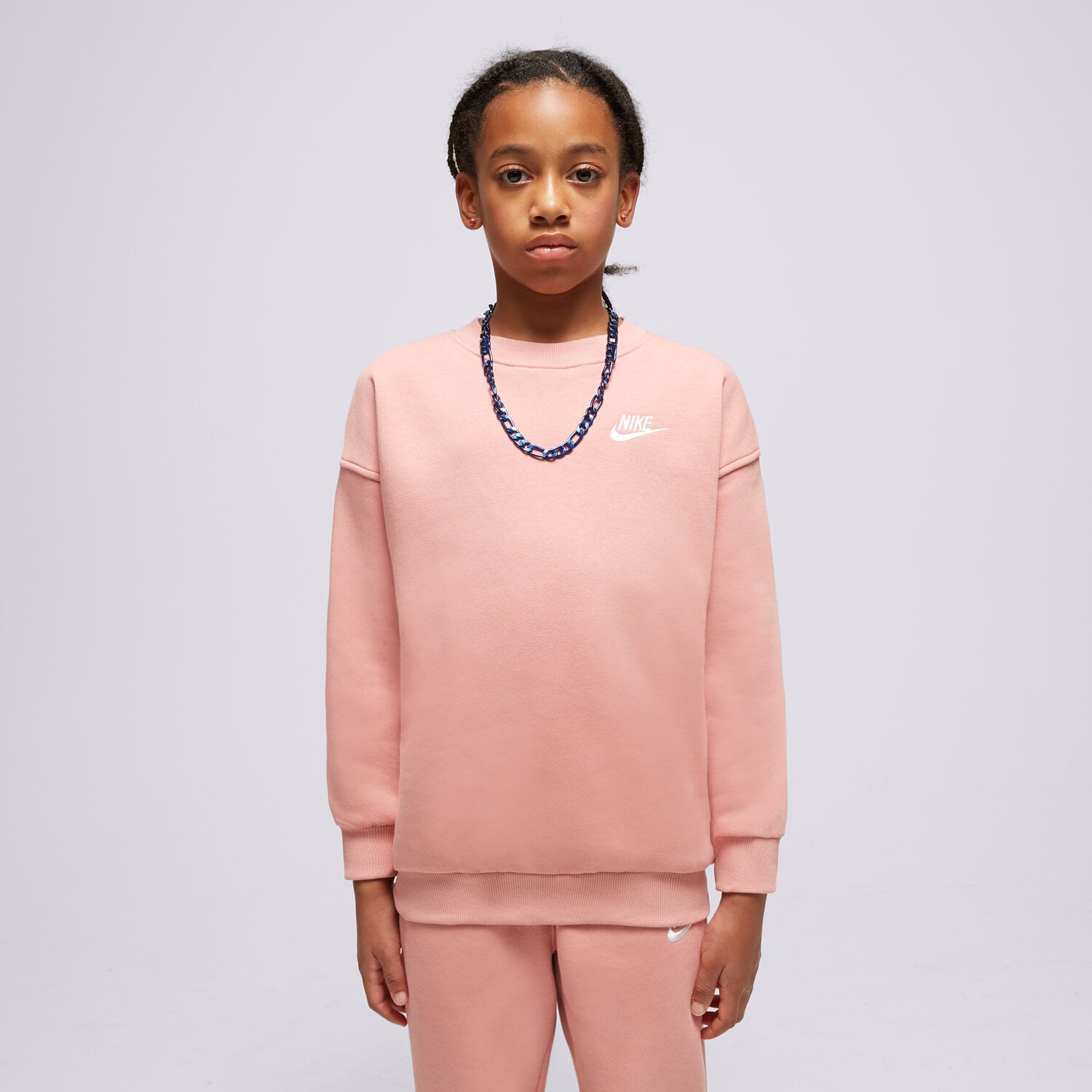 dětská mikina NIKE MIKINA G NSW CLUB FLC OVRSZD CREW GIRL FD2923-618 RŮŽOVÁ