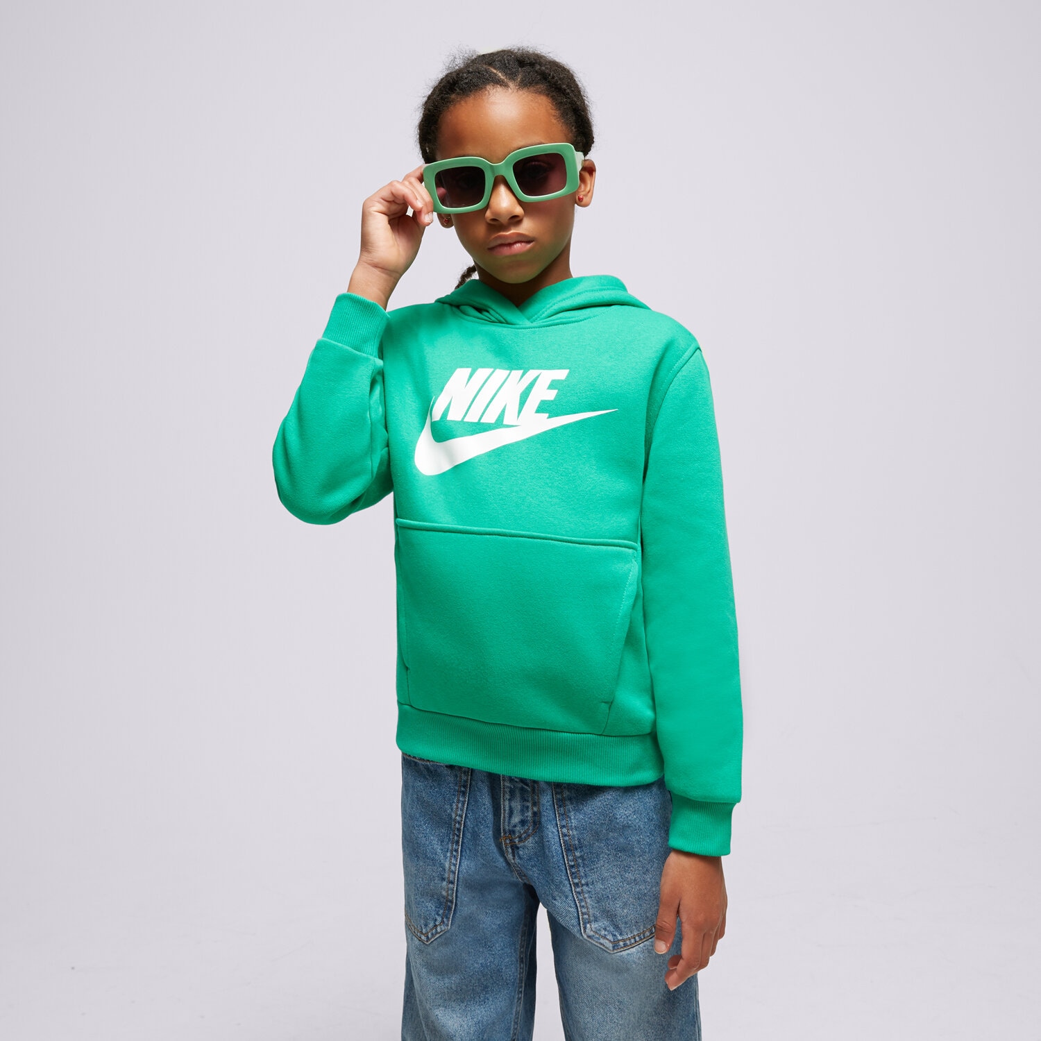 dětská mikina NIKE MIKINA S KAPUCÍ K NSW CLUB BOY FD2988-324 ZELENÁ