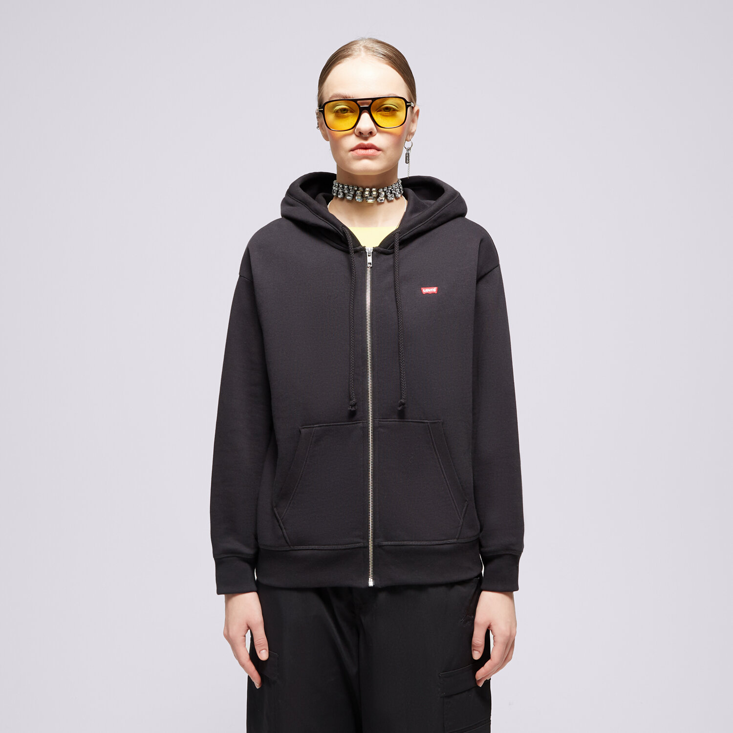 dámská mikina LEVI'S MIKINA S KAPUCÍ STANDARD ZIP A0777-0007 ČERNÁ