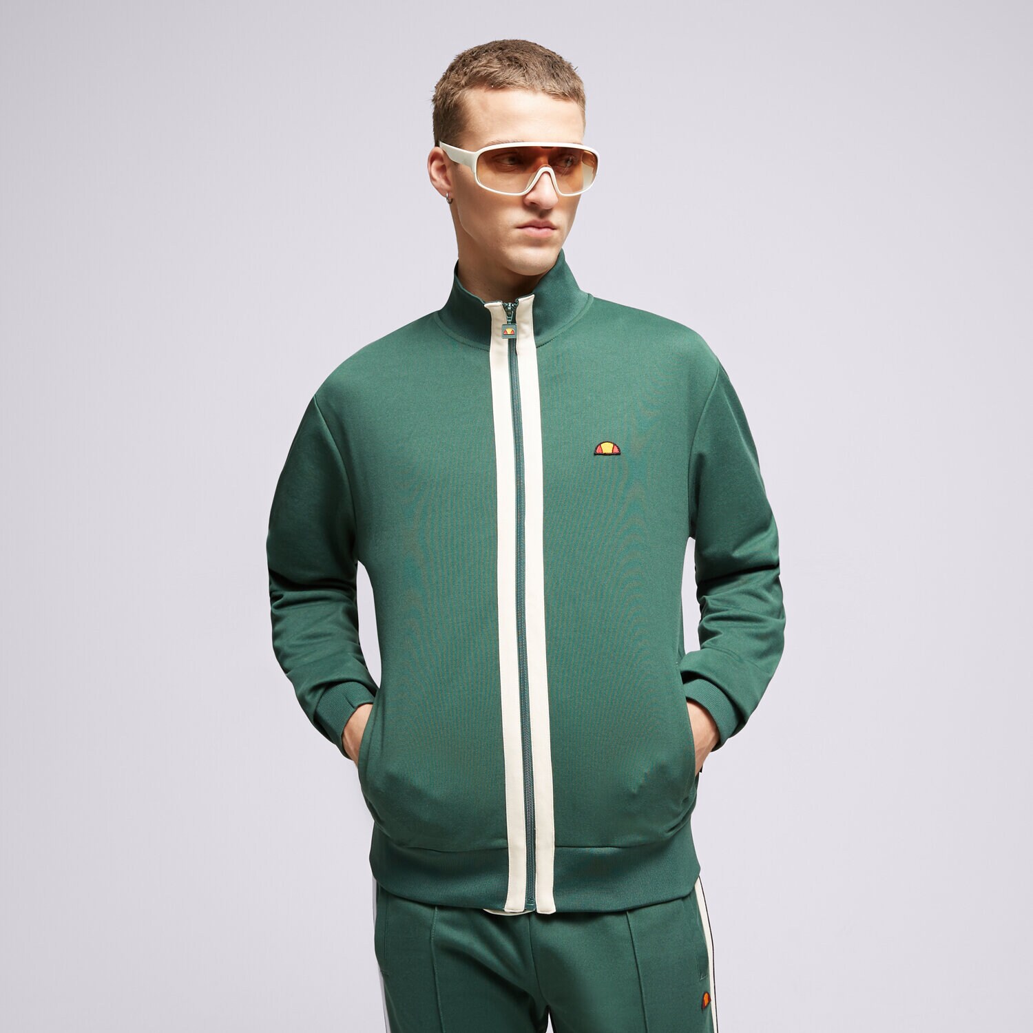pánská mikina ELLESSE MIKINA ROZEPÍNACÍ BERLUSONI DGREEN TRACK TOP SHT19003502 ZELENÁ