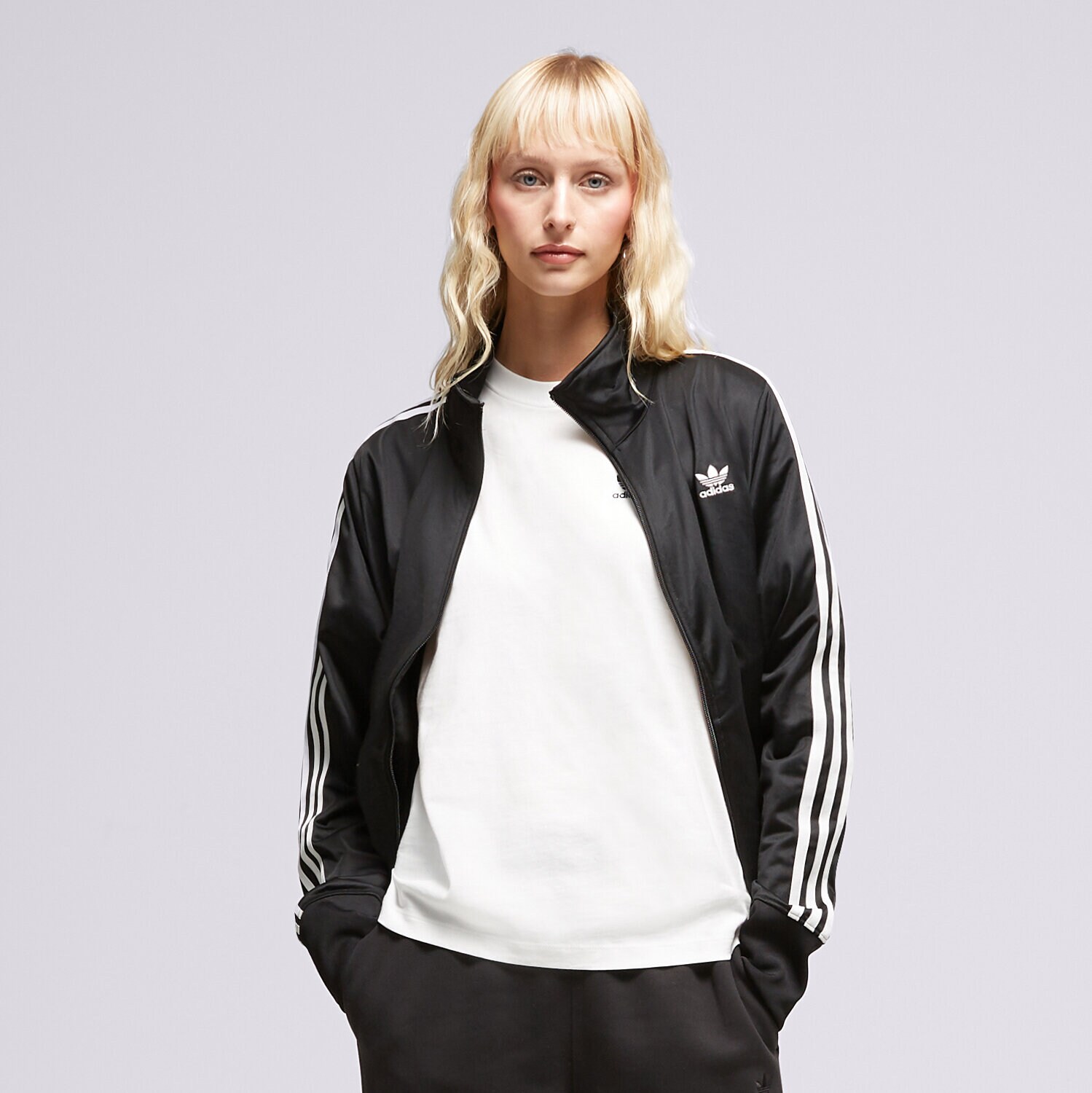 dámská mikina ADIDAS MIKINA ROZEPÍNACÍ FIREBIRD TT SIZE+ IL9046 ČERNÁ