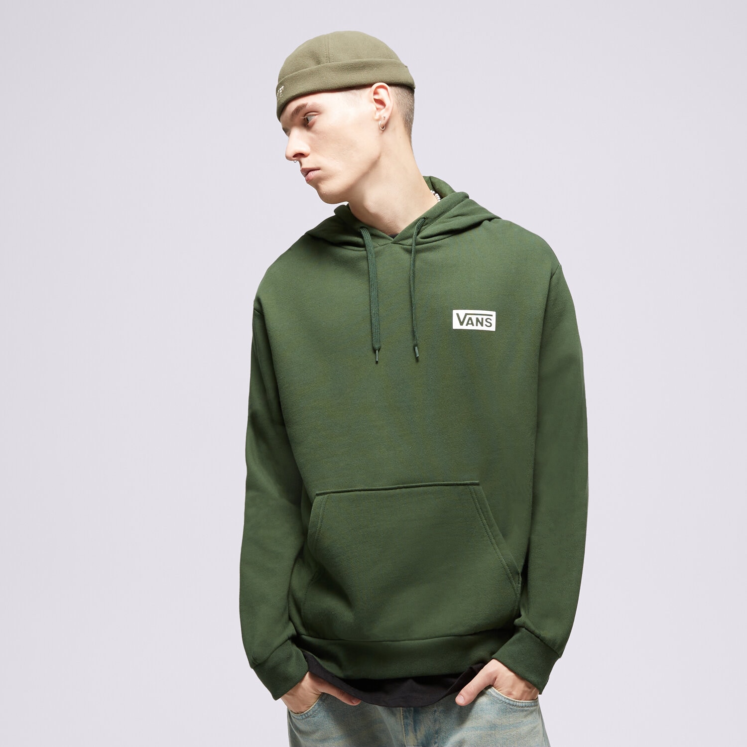 pánská mikina VANS MIKINA S KAPUCÍ RELAXED FIT VN0007FNBD61 ZELENÁ