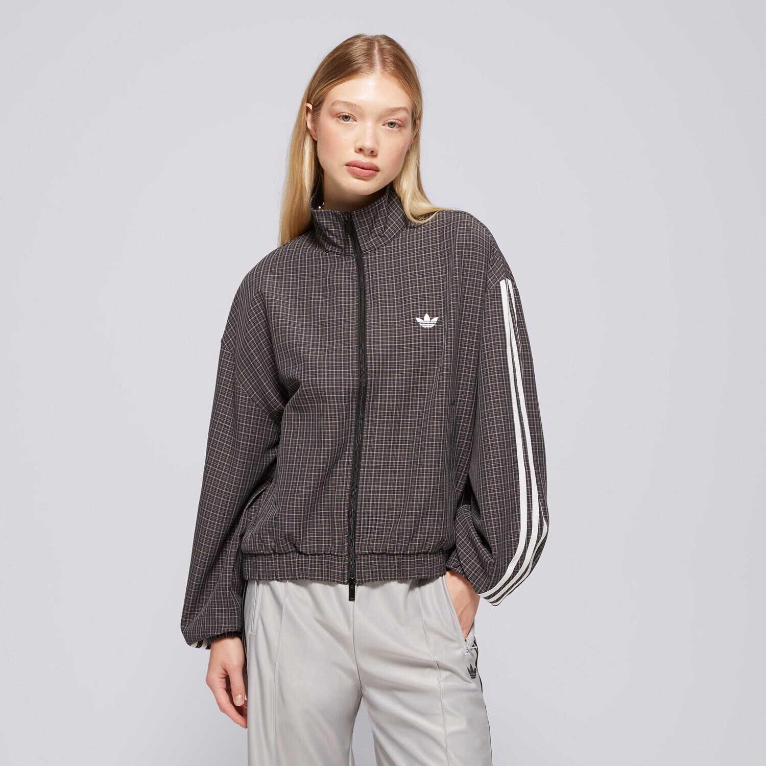 dámská mikina ADIDAS MIKINA ROZEPÍNACÍ CHECKS TT LD5339 ČERNÁ