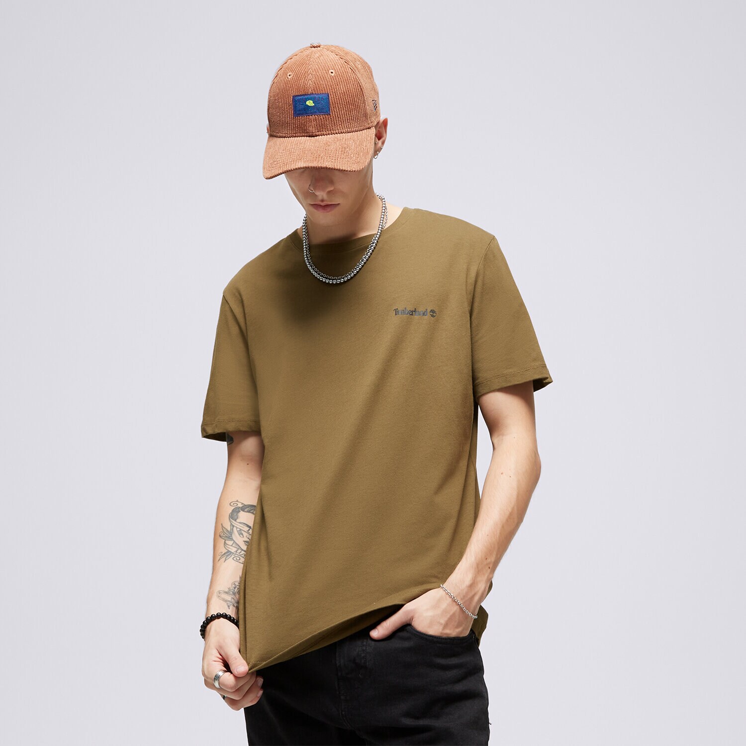 pánské tričko TIMBERLAND TRIČKO SMALL LOGO PRINT LOGO TEE TB0A5PGZ3021 KHAKI