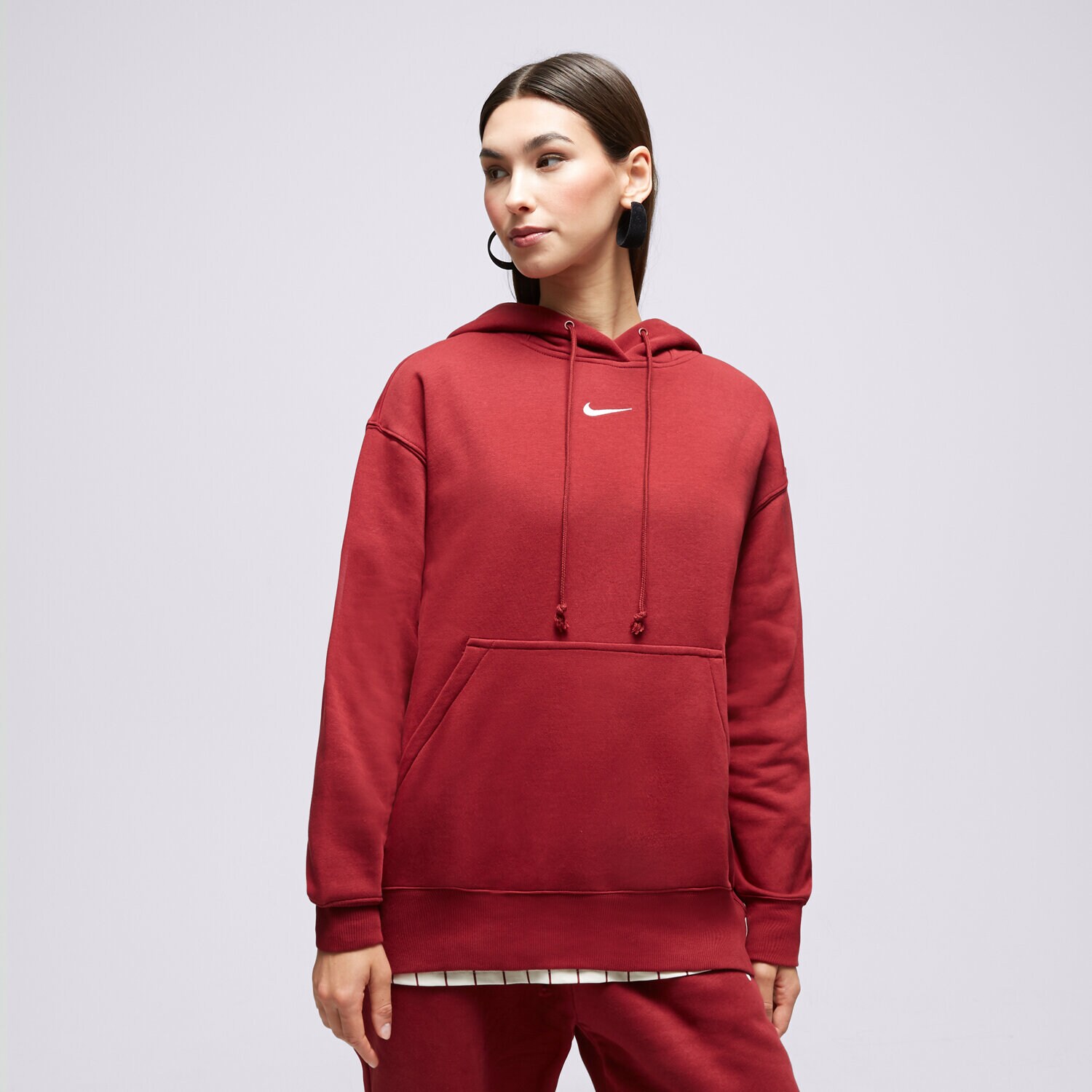 dámská mikina NIKE MIKINA W NSW PHNX FLC OS PO HOODIE DQ5860-677 BORDOVÁ