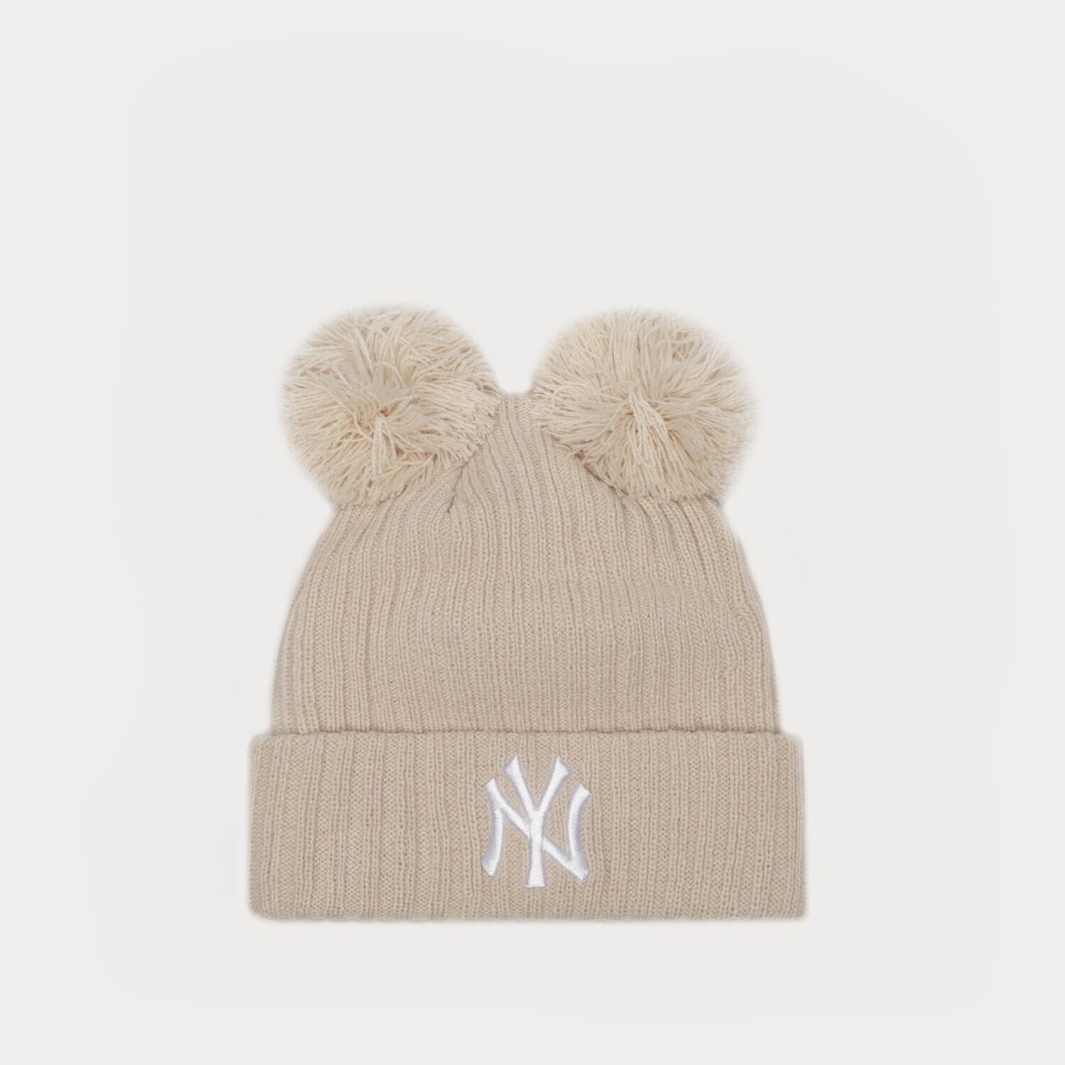 dámská čepice NEW ERA ČEPICE WMNS DOUBLE POM BEANIE NYY NEW YORK YANKEES 60364292 BÉŽOVÁ
