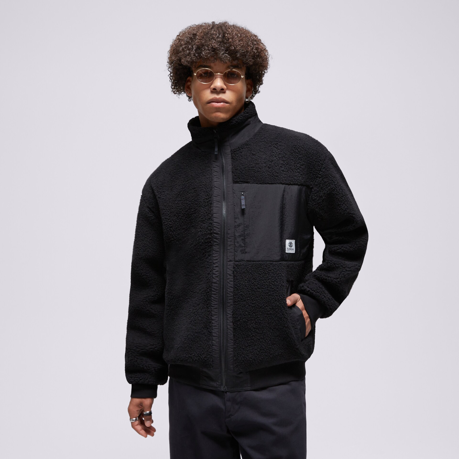 pánská mikina ELEMENT MIKINA S KAPUCÍ OAK SHERPA ELYJK00172-KVD0 ČERNÁ