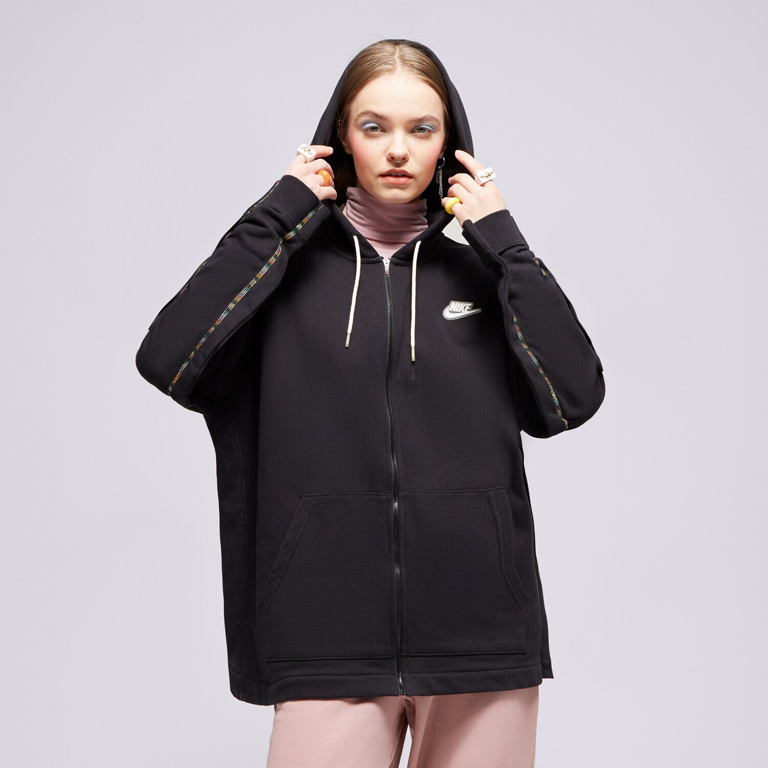 dámská mikina NIKE MIKINA ROZEPÍNACÍ S KAPUCÍ CZ8359 CZ8359-010 ČERNÁ