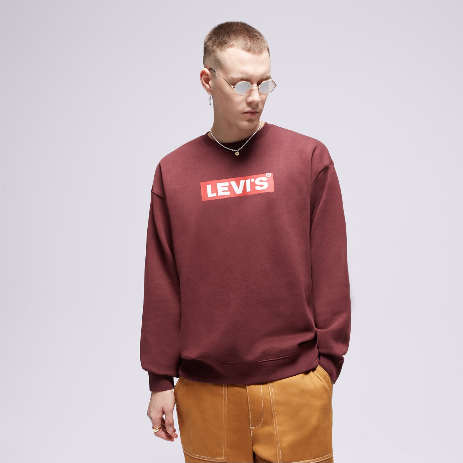 pánská mikina LEVI'S MIKINA RELAXD GRAPHIC CREW 38712-0209 BORDOVÁ