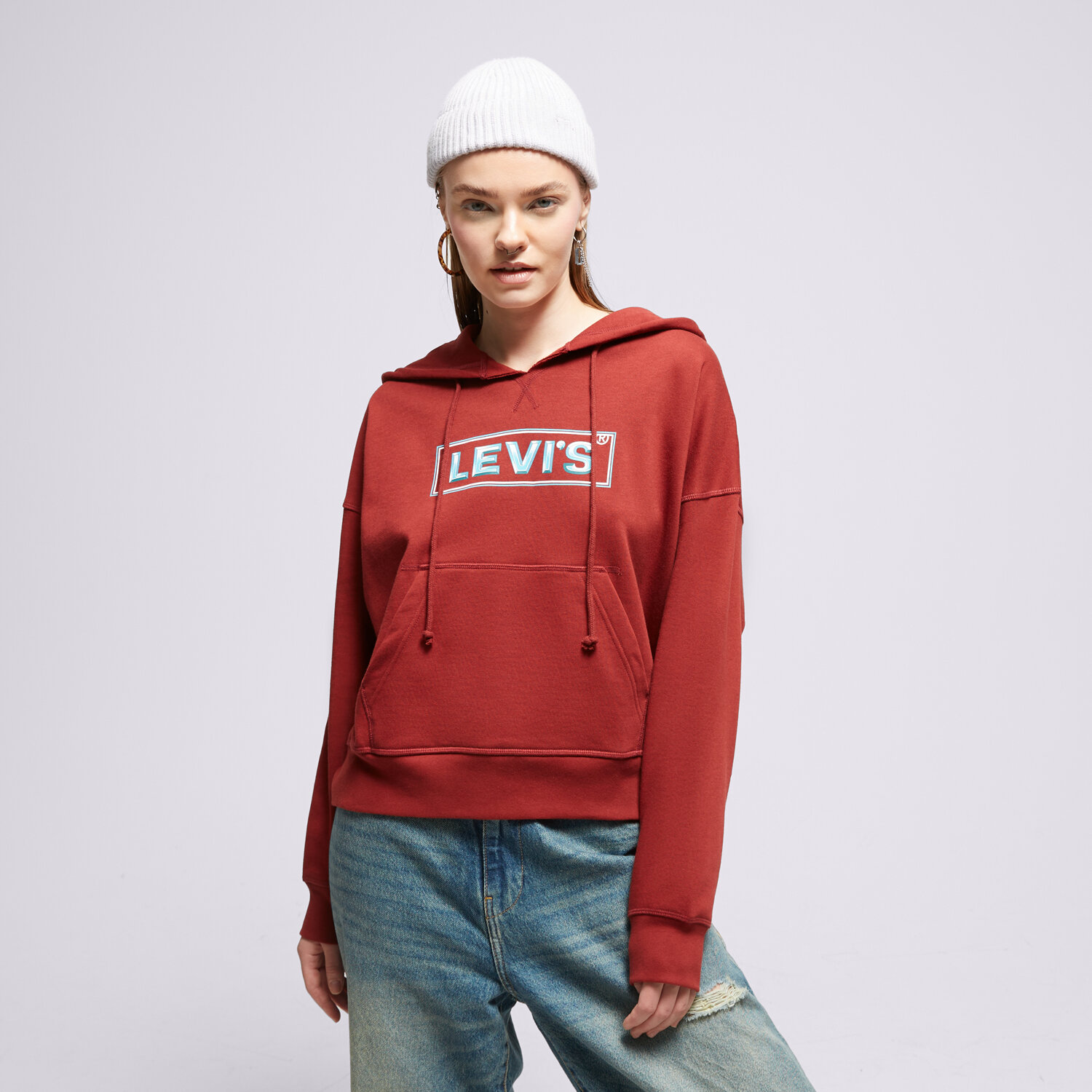 dámská mikina LEVI'S MIKINA S KAPUCÍ GR AUTHENTIC A5591-0007 BORDOVÁ