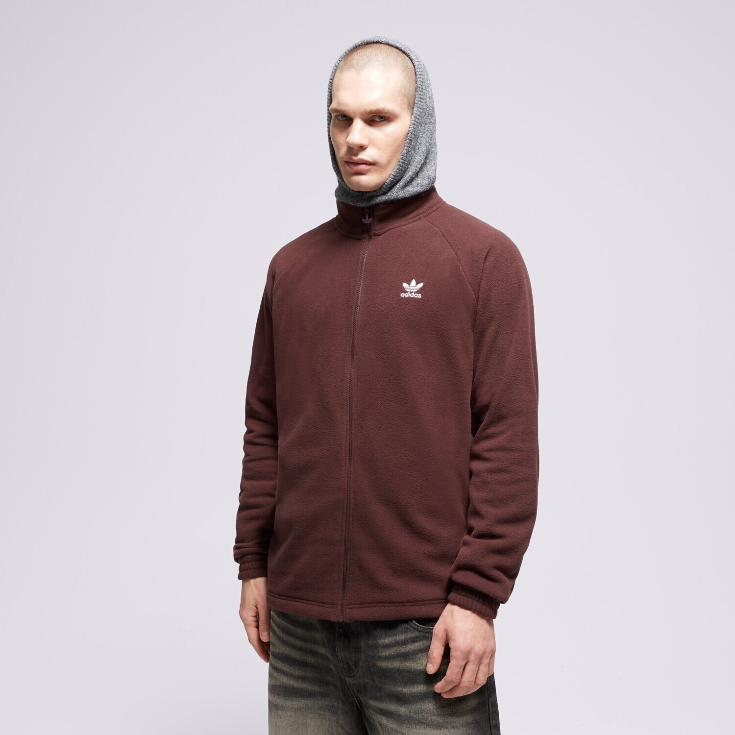 pánská mikina ADIDAS FLEECE MIKINA TREFOIL FZ TEDD IK8383 HNĚDÁ