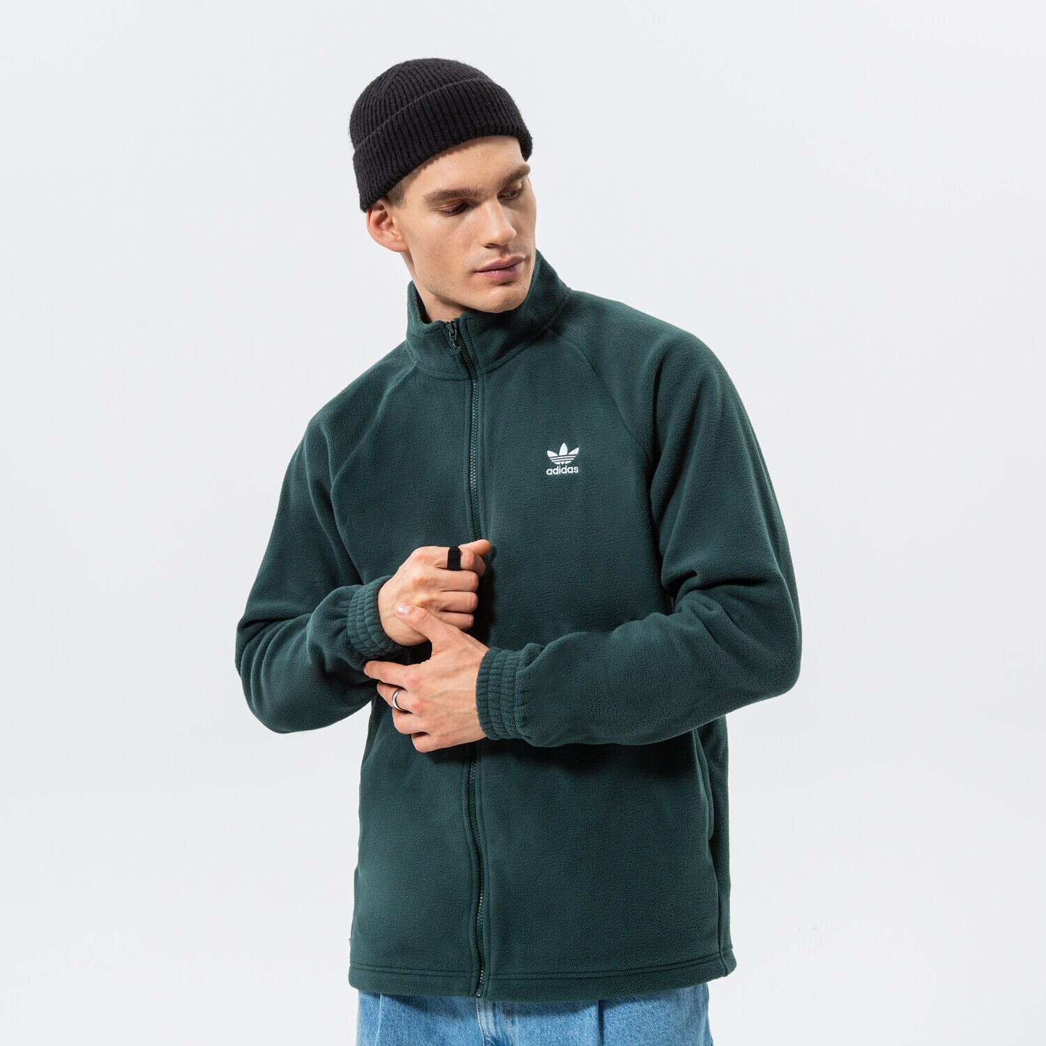 pánská mikina ADIDAS FLEECE MIKINA TREFOIL FZ TEDD HK7297 ZELENÁ