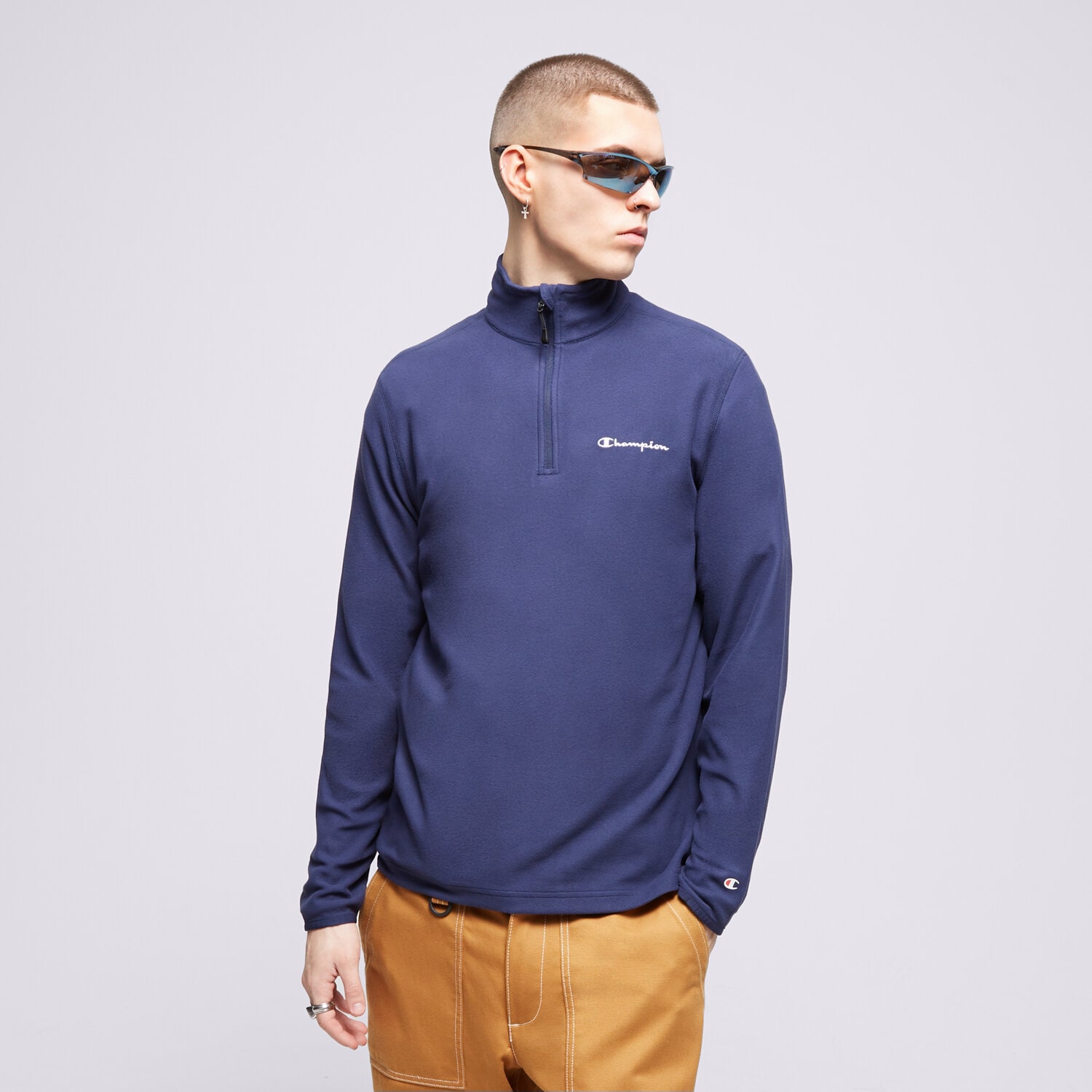 pánská mikina CHAMPION FLEECE MIKINA HALF ZIP TOP 216695BS526 TMAVOMODRÁ