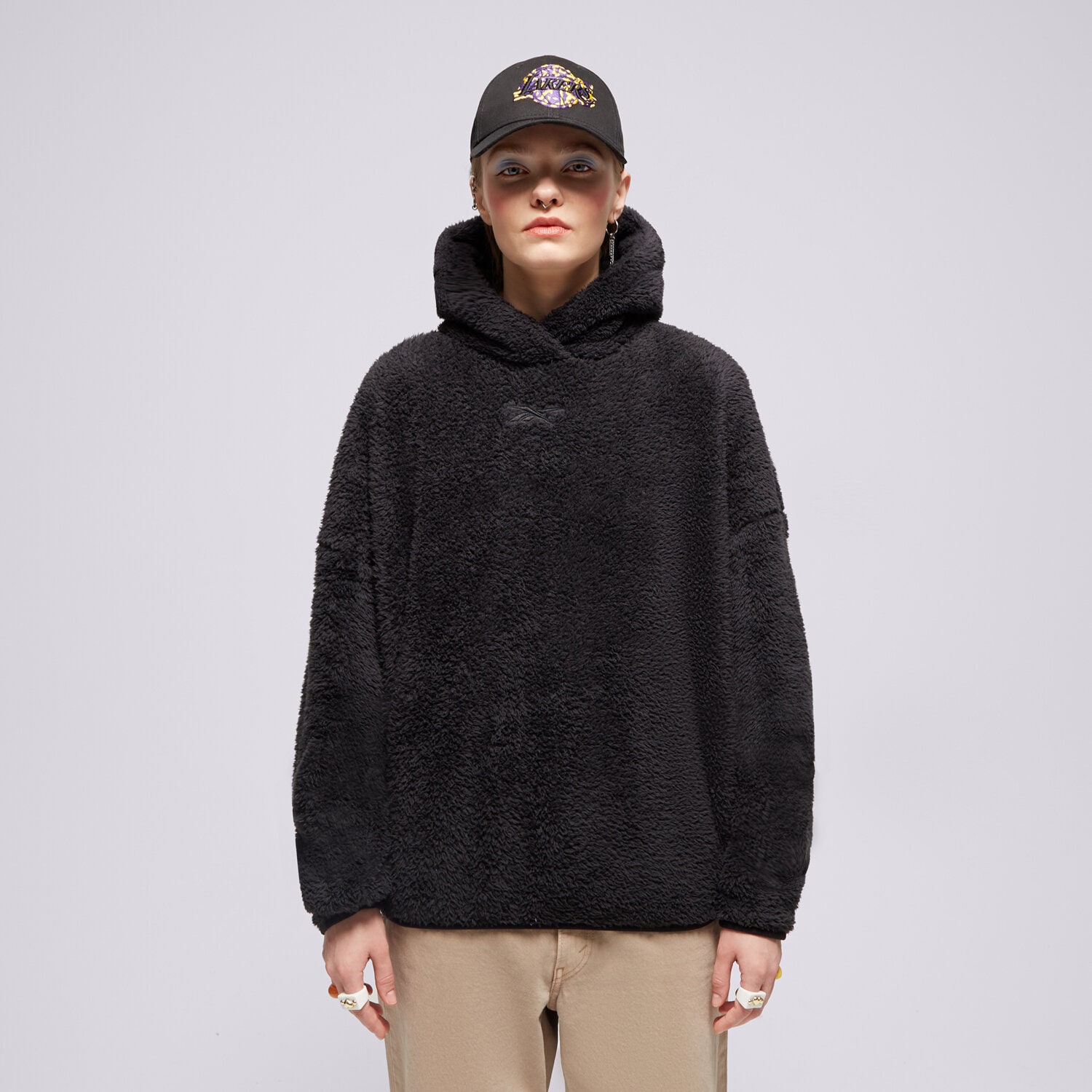 dámská mikina REEBOK MIKINA S KAPUCÍ LUX COZY PLUSH 100036231 ČERNÁ