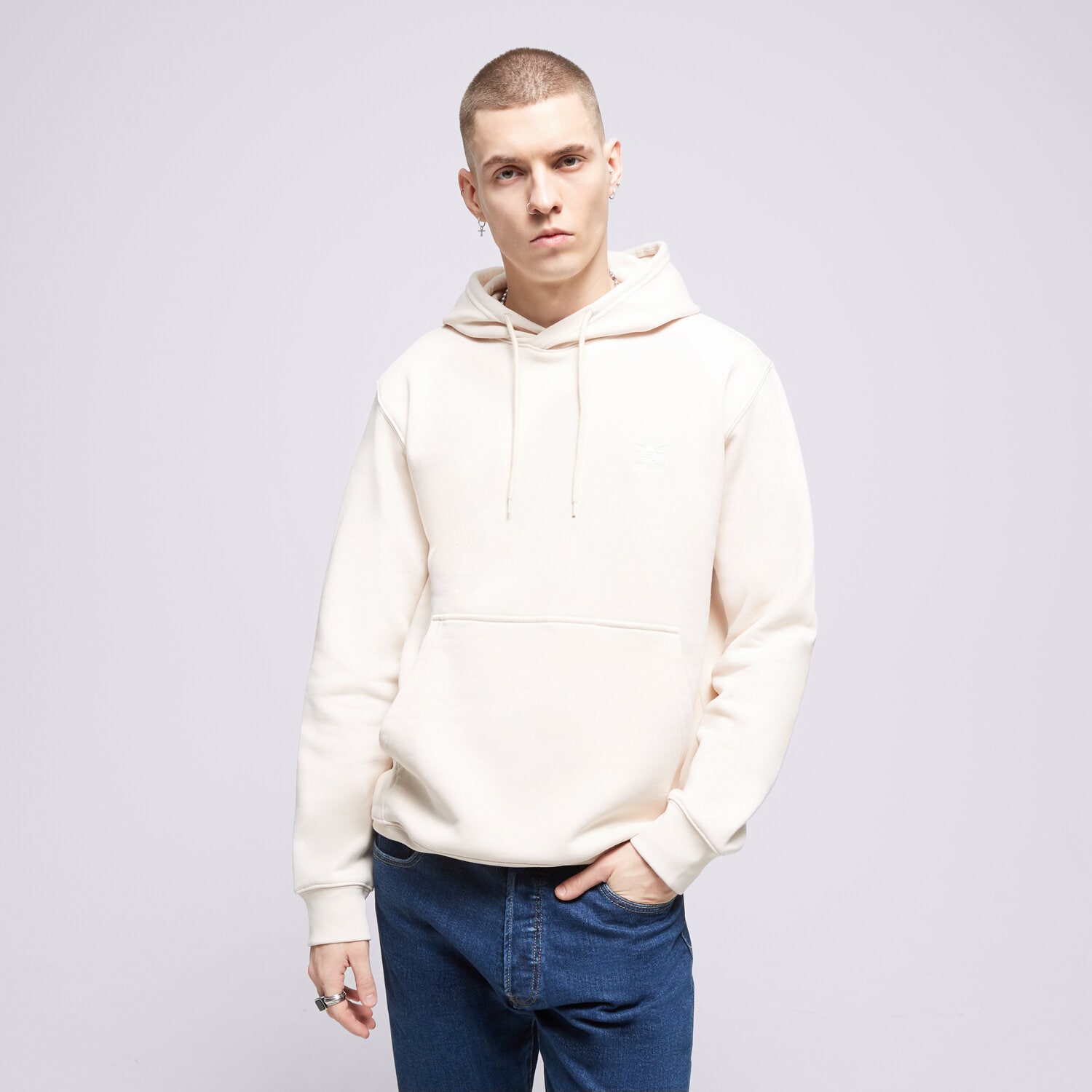 pánská mikina ADIDAS MIKINA S KAPUCÍ ESSENTIAL IM4523 BÍLÁ
