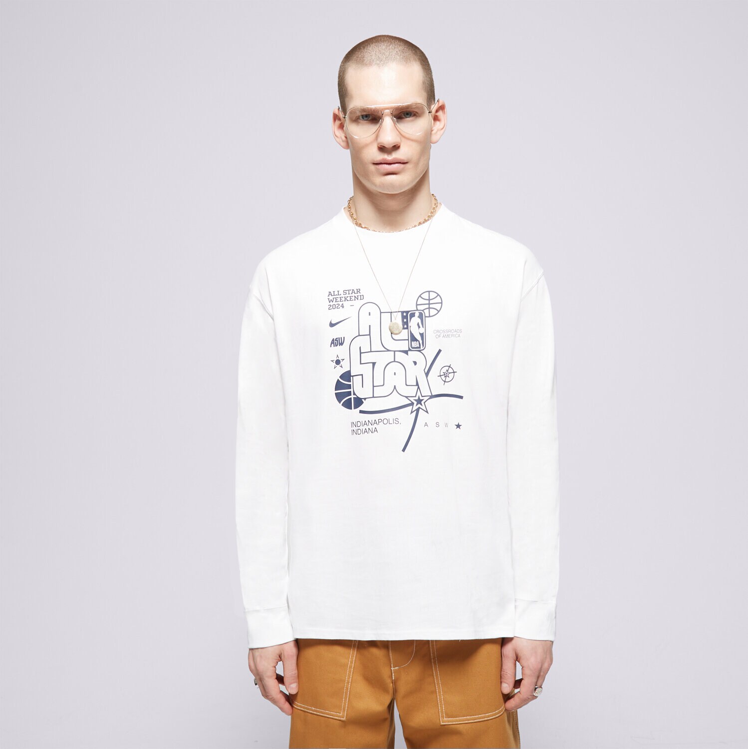 pánské tričko NIKE TRIČKO NBA M NK ASW M90 LS TEE N31 NBA FQ6530-100 BÍLÁ