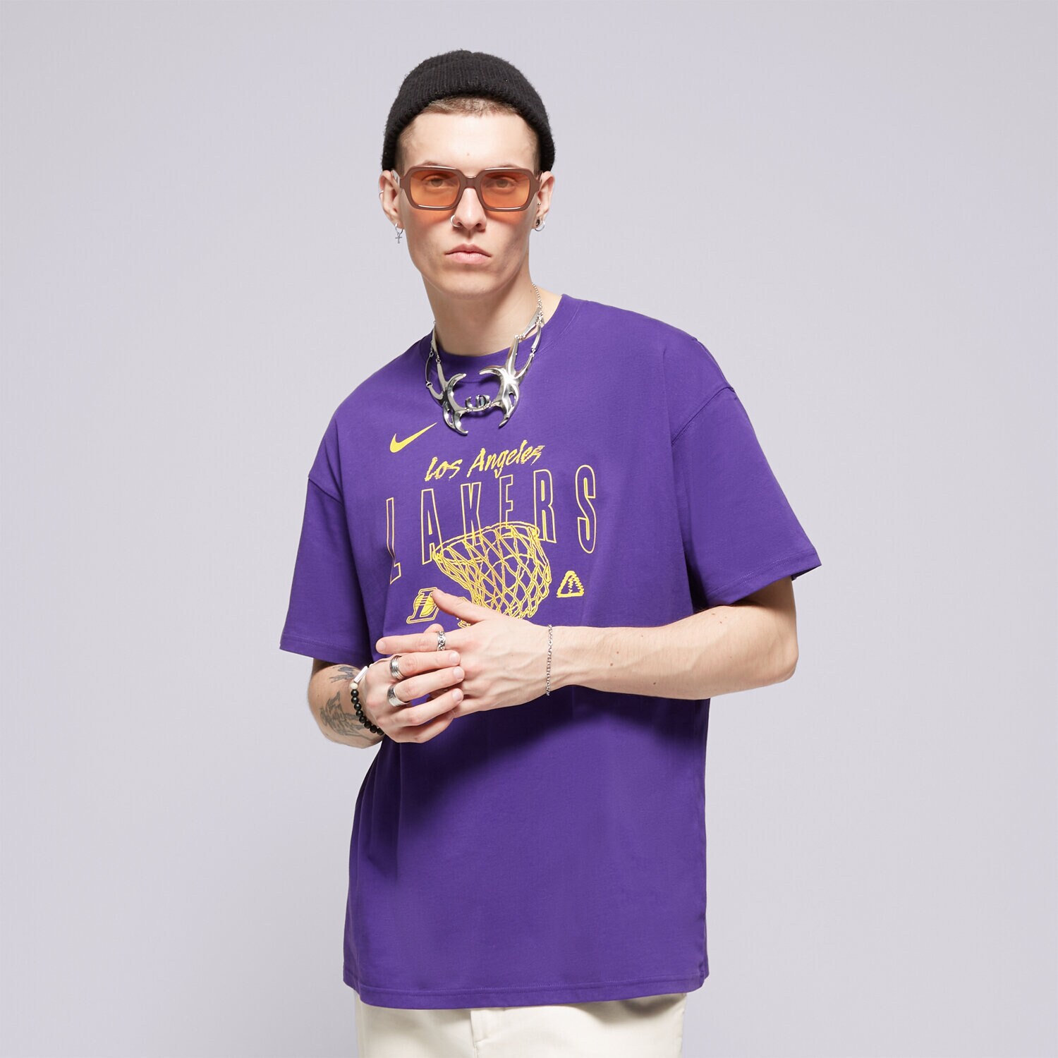 pánské tričko NIKE TRIČKO LAL M NK CTS MAX90 1 SS TEE NBA FJ0375-504 FIALOVÁ