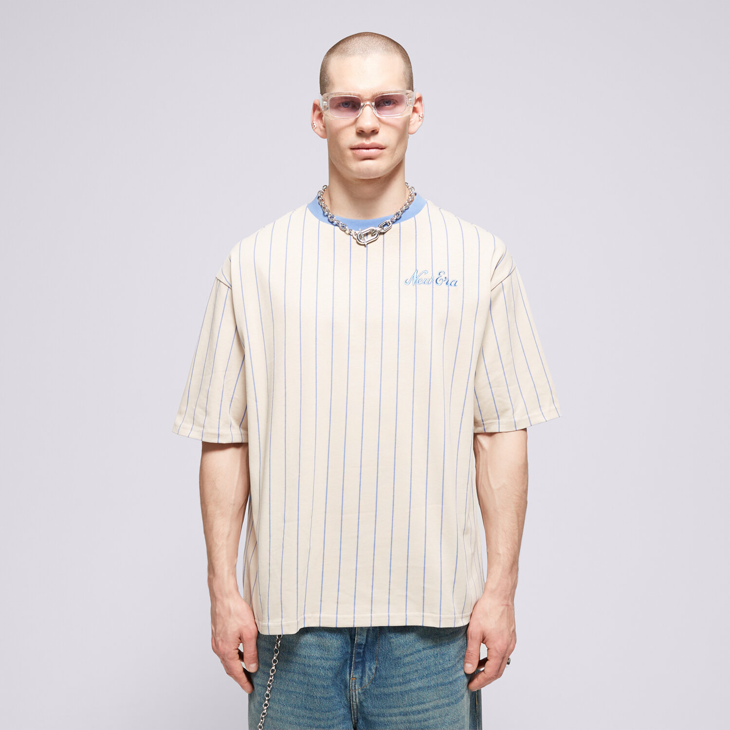 pánské tričko NEW ERA TRIČKO NE PINSTRIPE OS NONE 60435410 BÉŽOVÁ