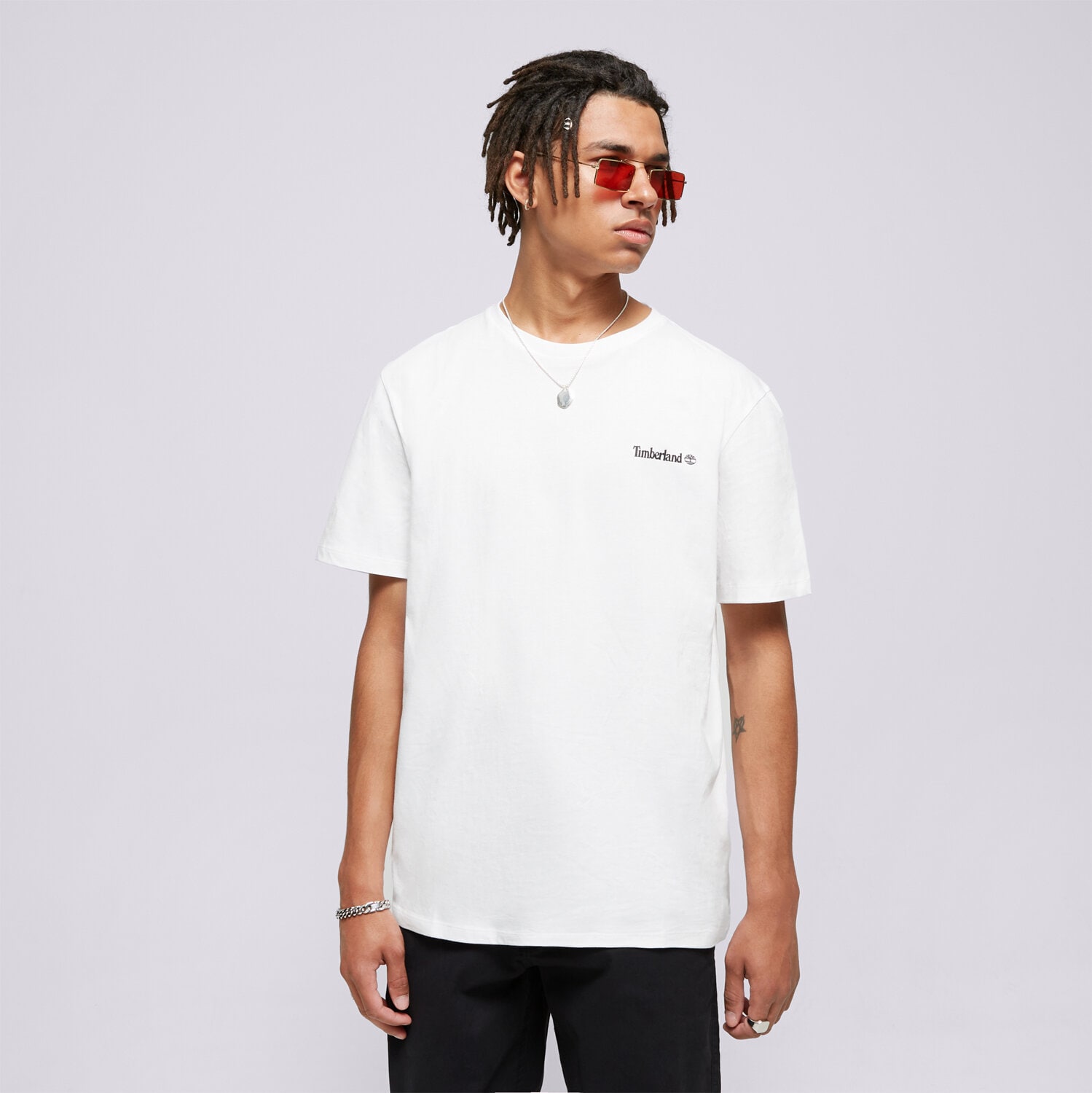 pánské tričko TIMBERLAND TRIČKO SMALL LOGO PRINT TEE TB0A5QQT1001 BÍLÁ