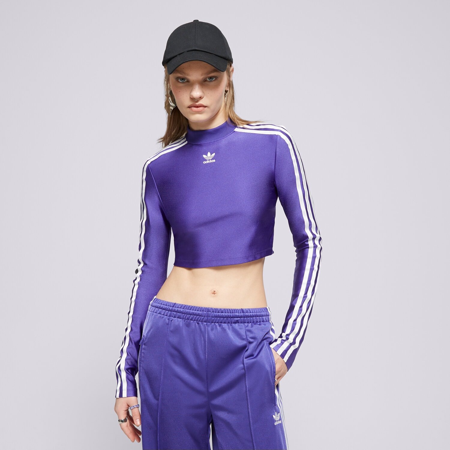 dámské tričko ADIDAS TRIČKO 3 S CROPPED LS IR8133 FIALOVÁ