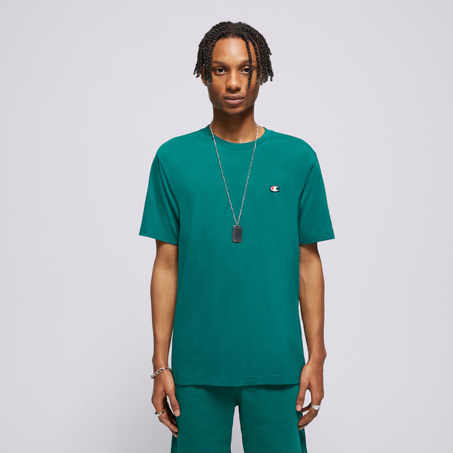 pánské tričko CHAMPION TRIČKO CREWNECK TEE 220453GS571 ZELENÁ