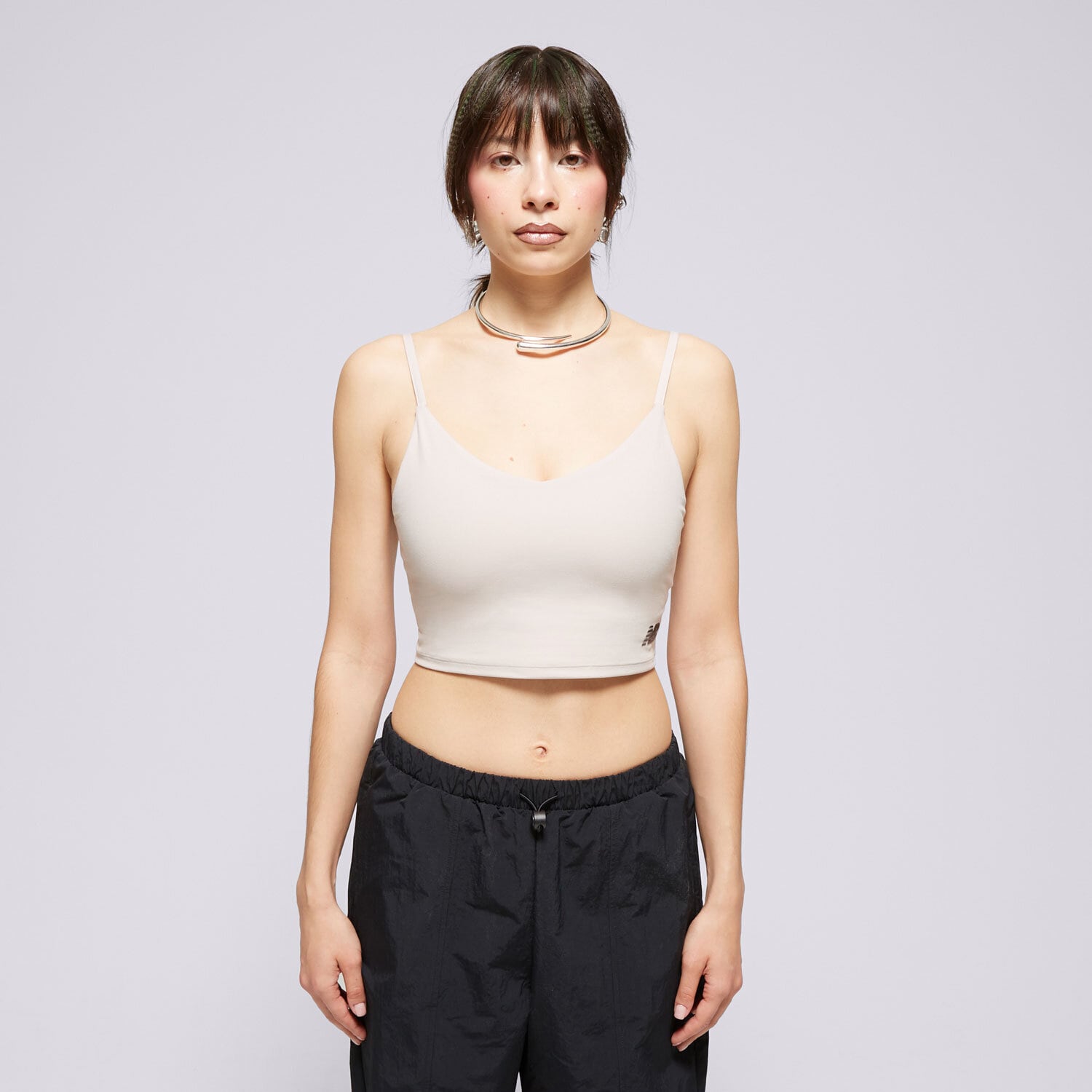 dámský top NEW BALANCE TOP LINEAR HERITAGE SOFT BRA WB41030MNK ŠEDÁ