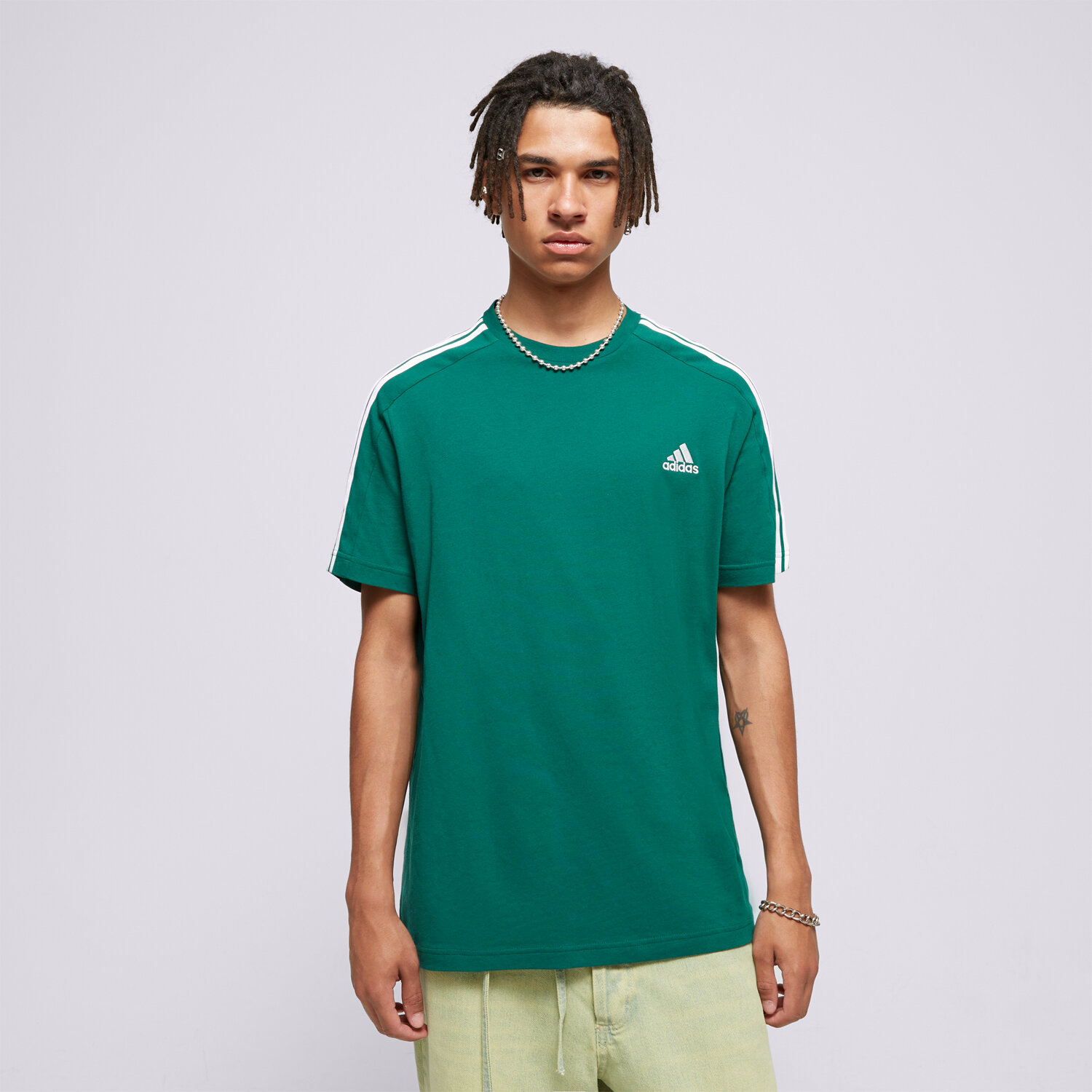 pánské tričko ADIDAS TRIČKO SS M 3S SJ T IS1333 ZELENÁ