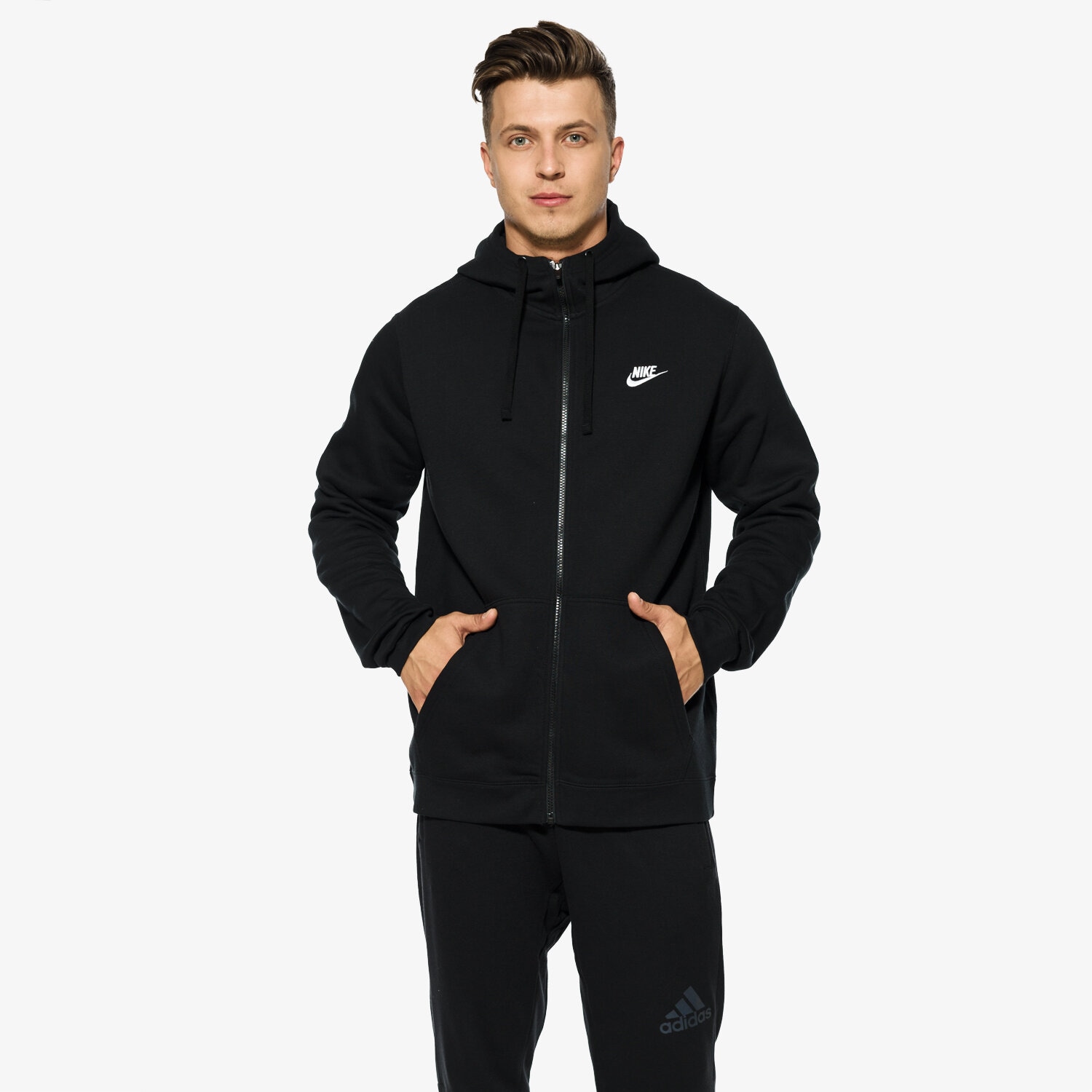 pánská mikina NIKE MIKINA M NSW HOODIE FZ FLC 804389010 ČERNÁ