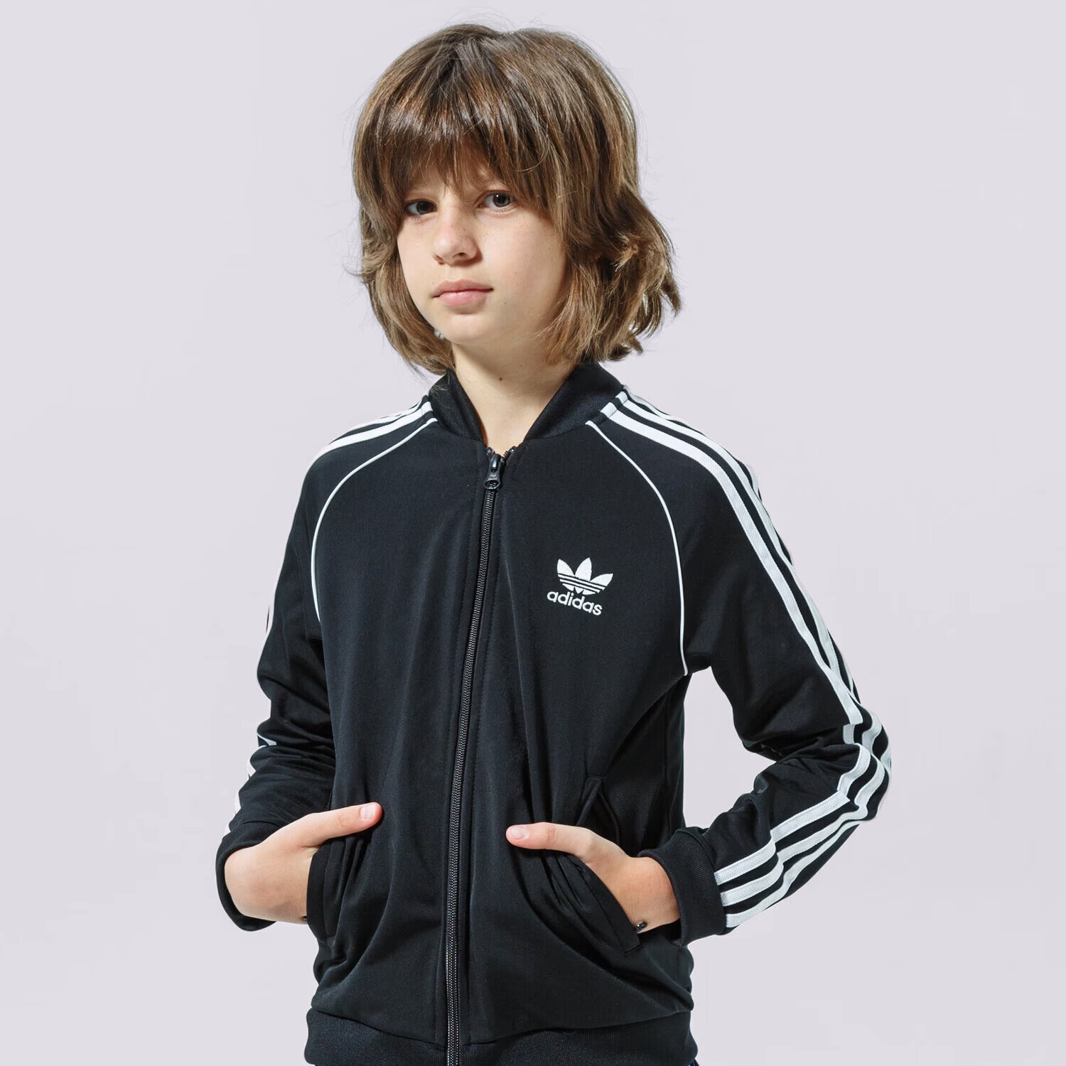 dětská mikina ADIDAS MIKINA ROZEPÍNACÍ SST TRACK TOP B GN8451 ČERNÁ
