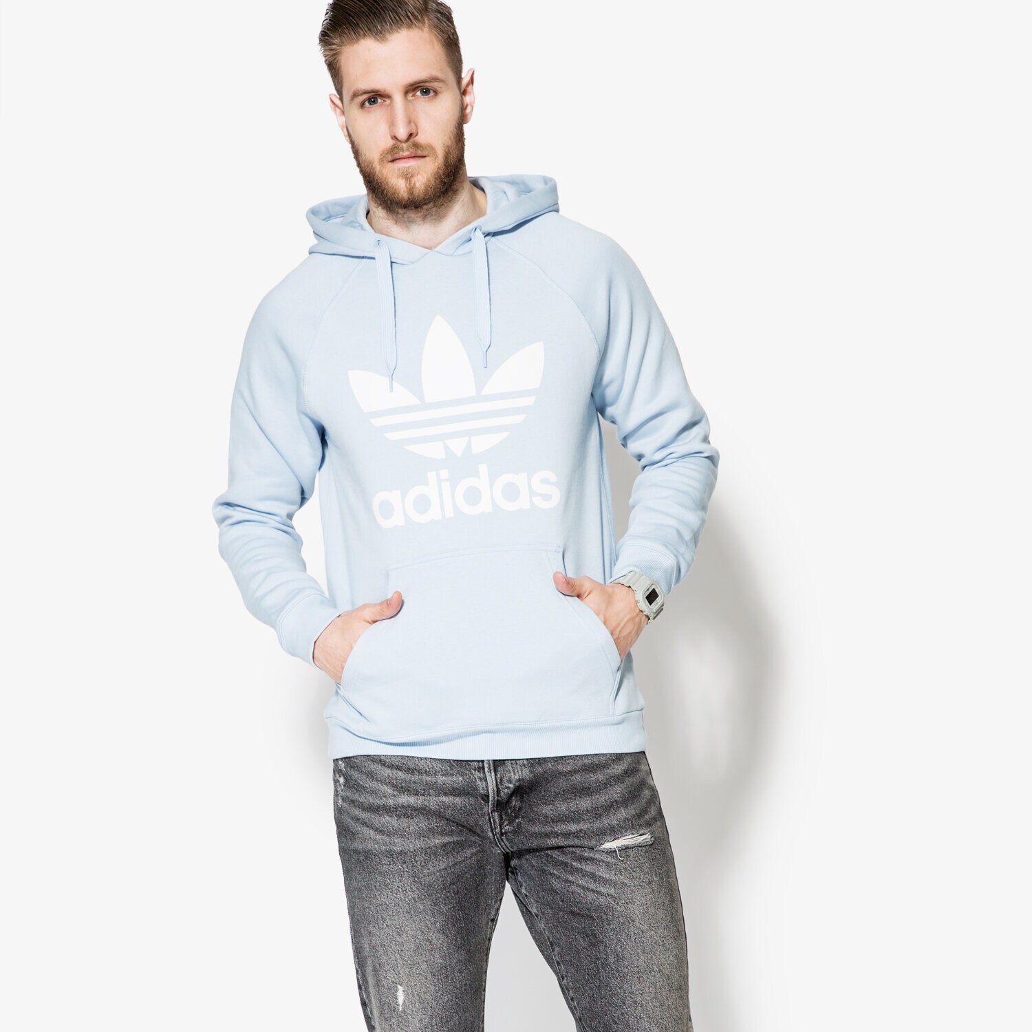 pánská mikina ADIDAS MIKINA ORIG 3FOIL HOOD BQ5410 MODRÁ