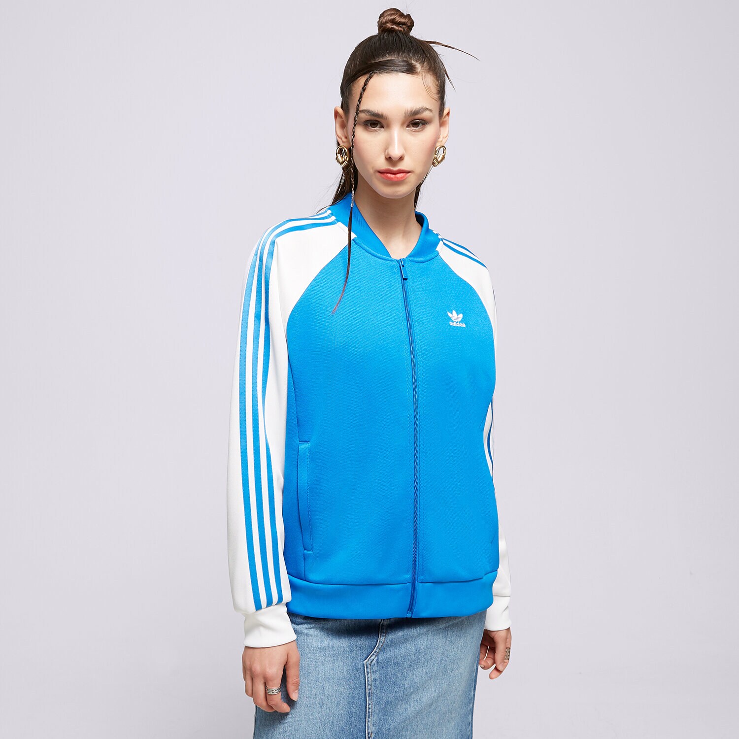 dámská mikina ADIDAS MIKINA ROZEPÍNACÍ OVERSIZED SST II0718 MODRÁ