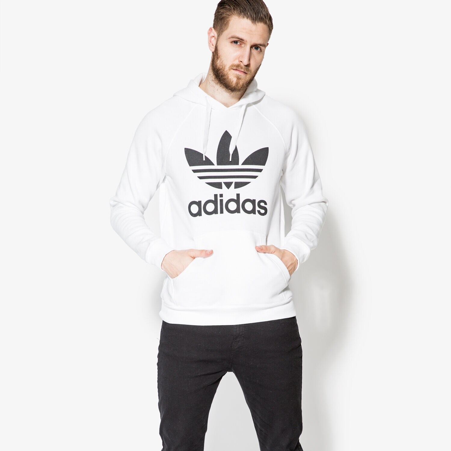 pánská mikina ADIDAS MIKINA ORIG 3FOIL HOOD AY6474 BÍLÁ