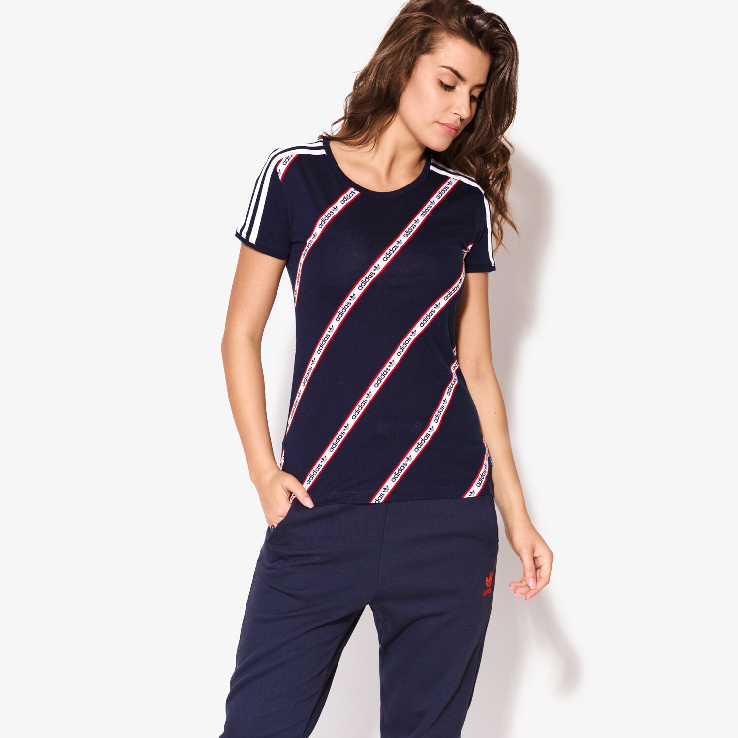dámské tričko ADIDAS TRIČKO SS SLIM 3 S TEE BK2099 TMAVOMODRÁ