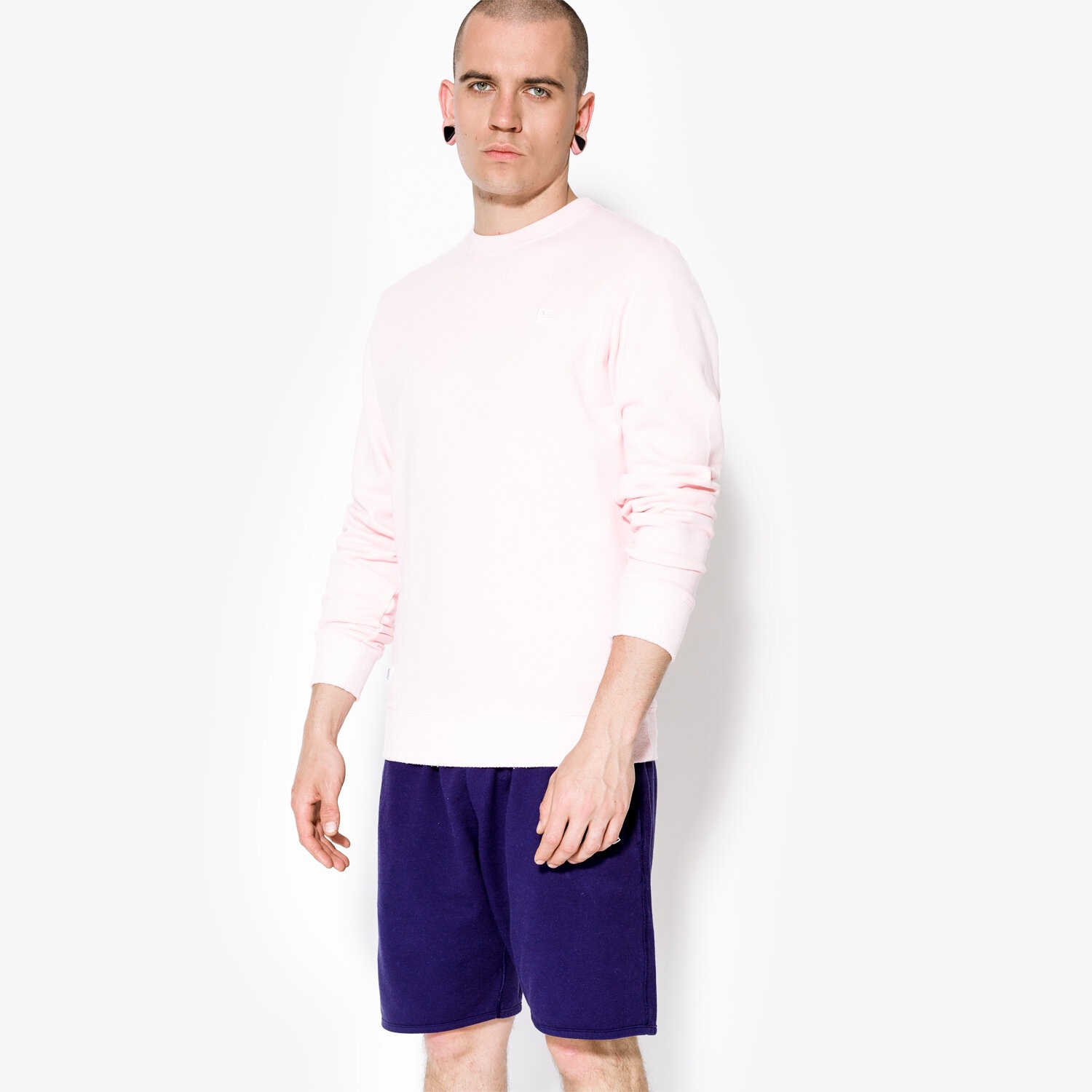 pánská mikina NEW ERA MIKINA SANDWASH CREW NE BLS 11409826 RŮŽOVÁ