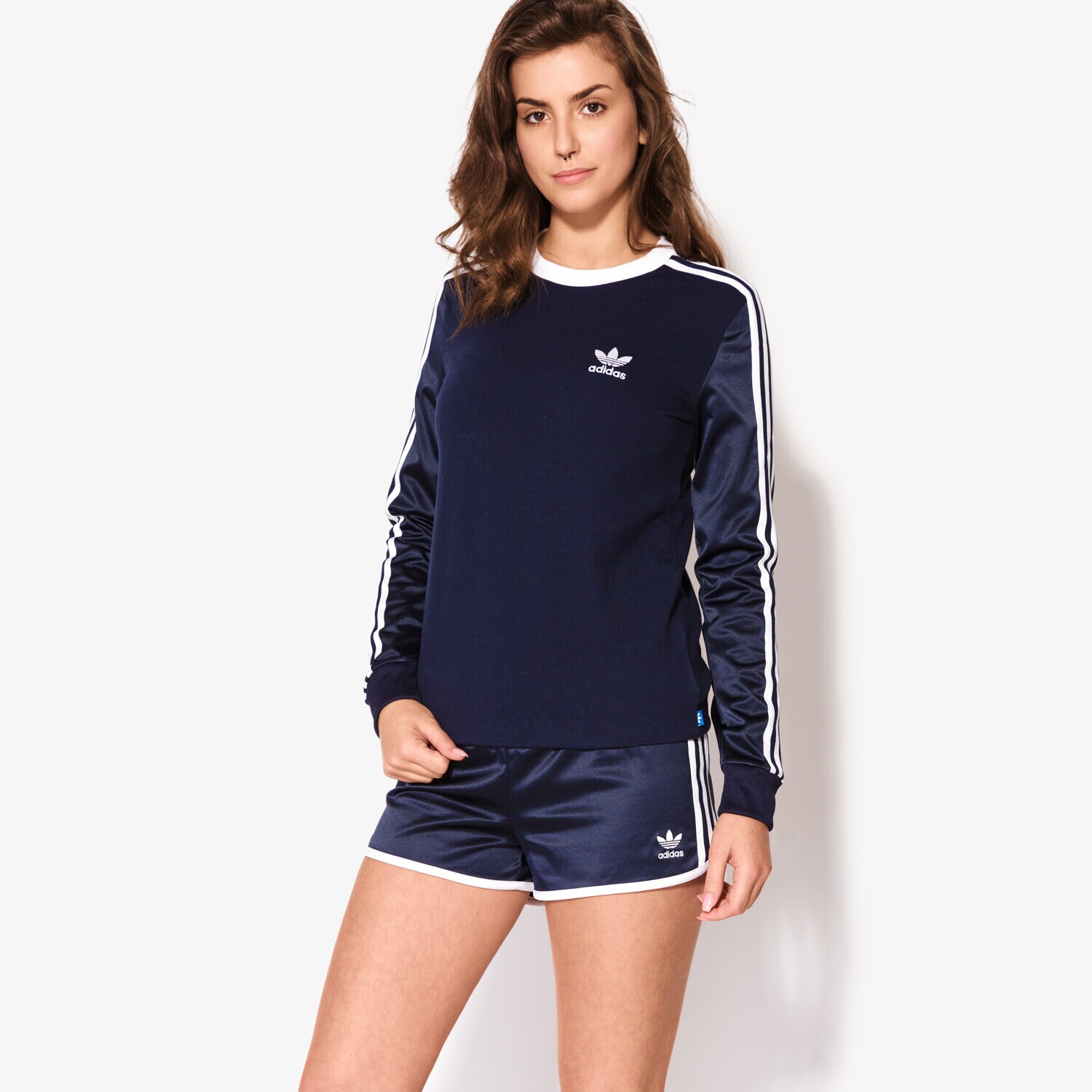dámská mikina ADIDAS MIKINA 3 S LS TEE BJ8378 TMAVOMODRÁ